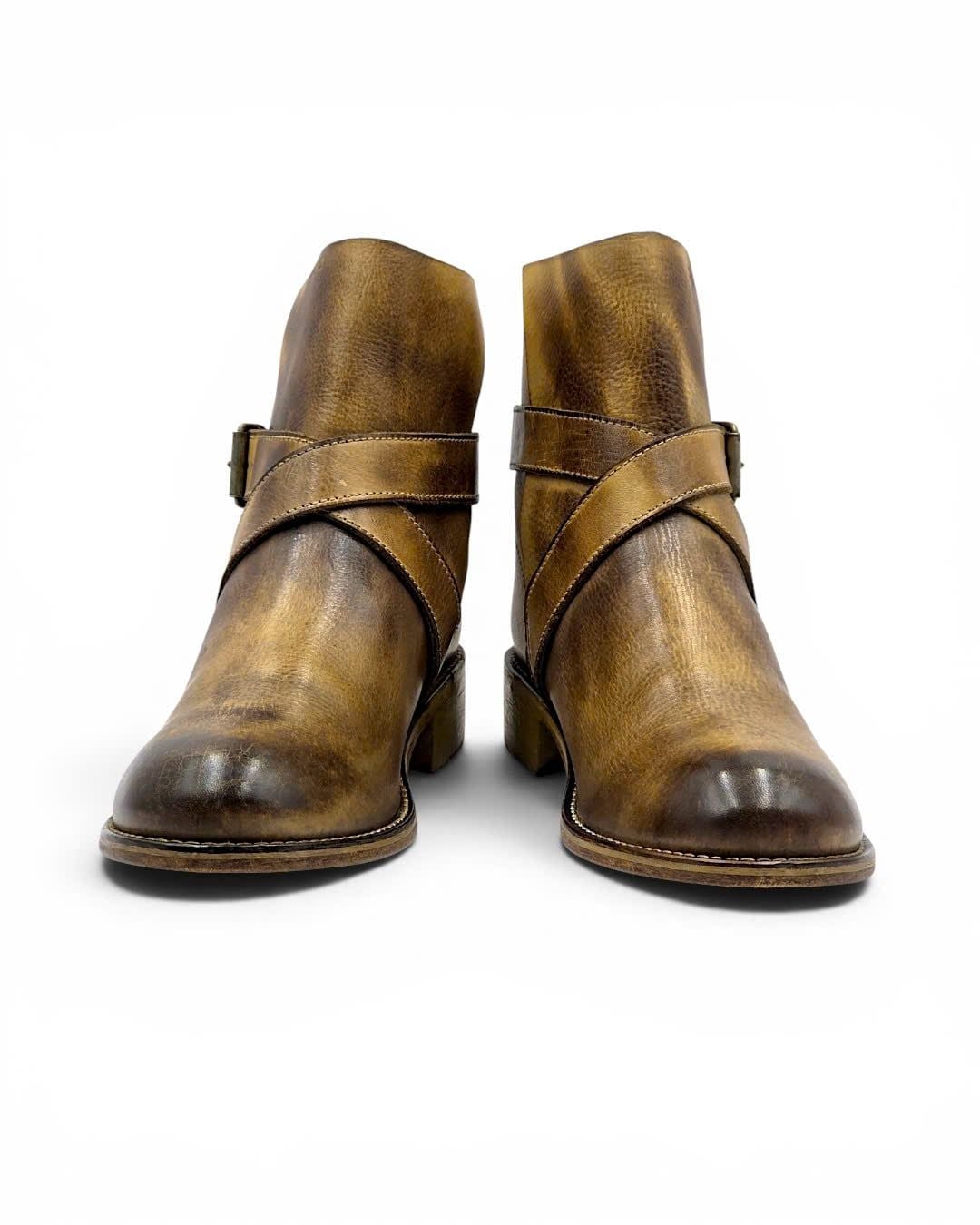  |SIZE 40| MOMINO DISTRESSED BUCKLE STRAPS ANKLE BOOT Z40-8493 