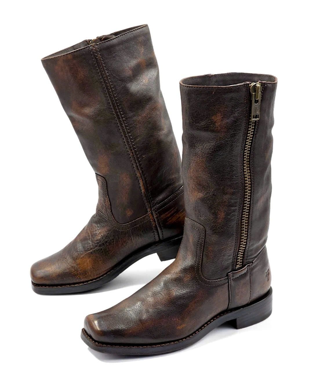  |SIZE 37| FRYE 77283 HEATH OUTSIDE ZIP MAPLE  PULL-ON BOOT Z37-8496 