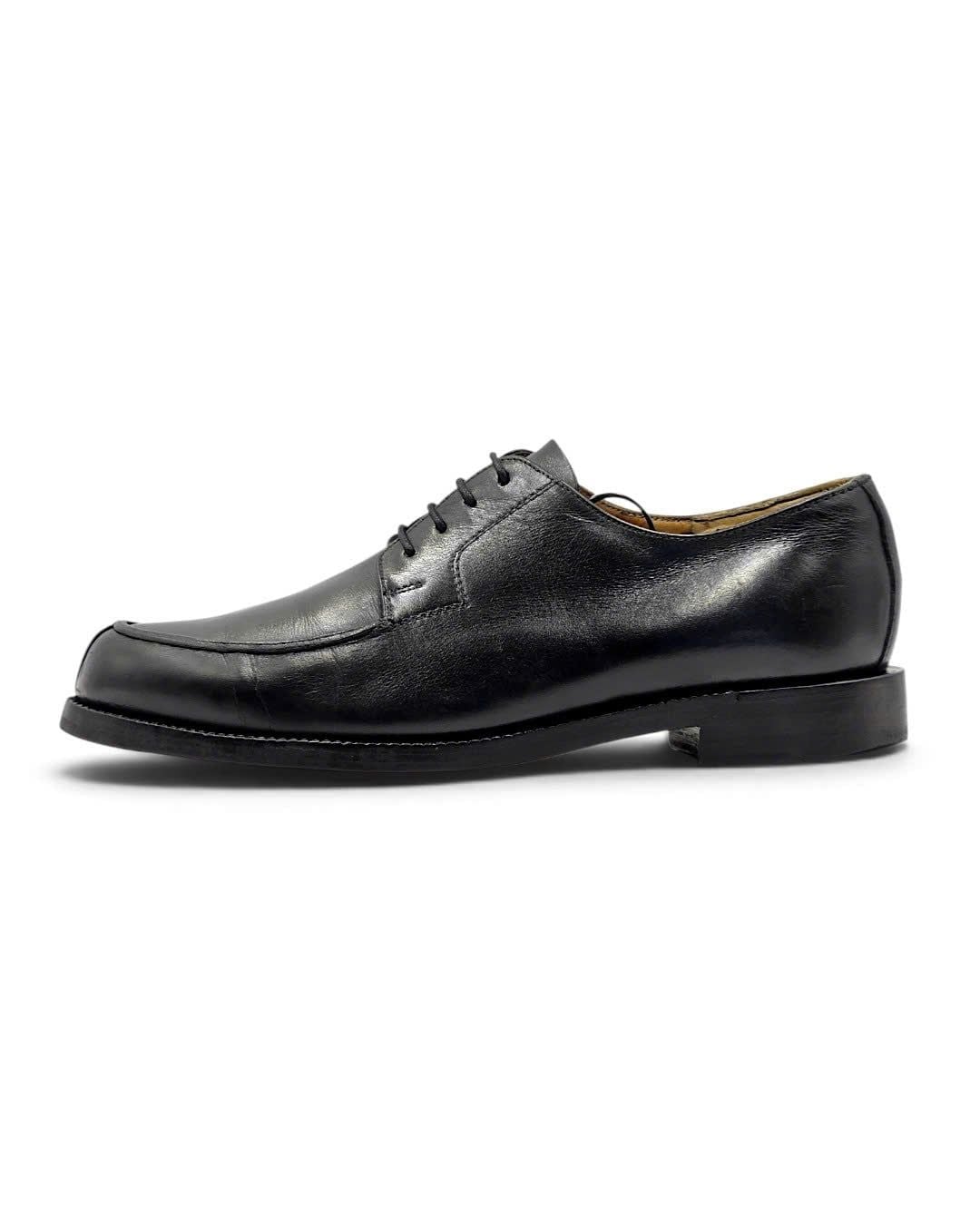  |SIZE 39| HANDMACHER BY KARL REICHL MODEL 28 BLACK APRON SLIT-TOE DERBY SHOES AY39-8571 