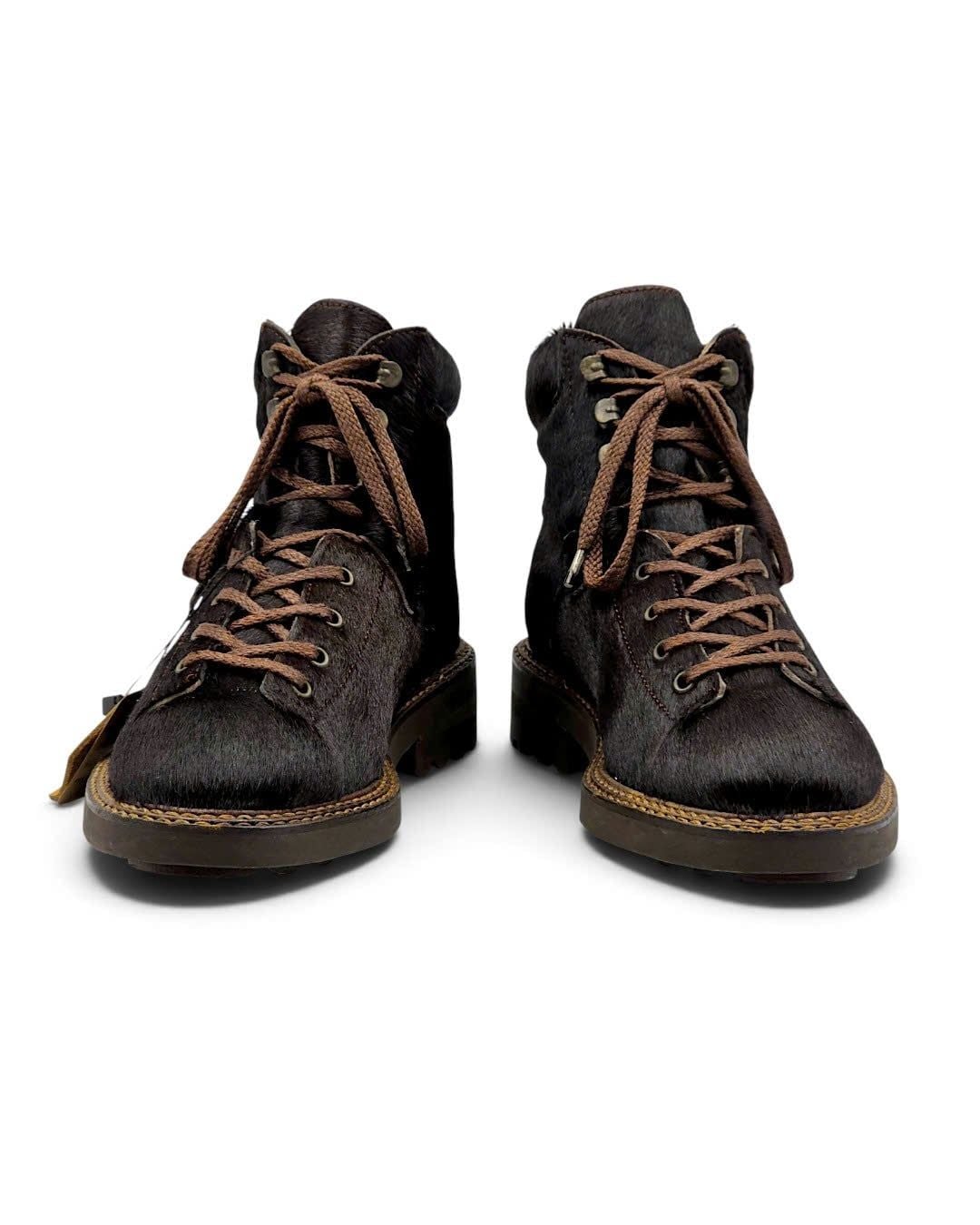  |SIZE 38| FEELING BROWN HAIR-ON COWHIDE LACE-UP BOOT Z38-8526 