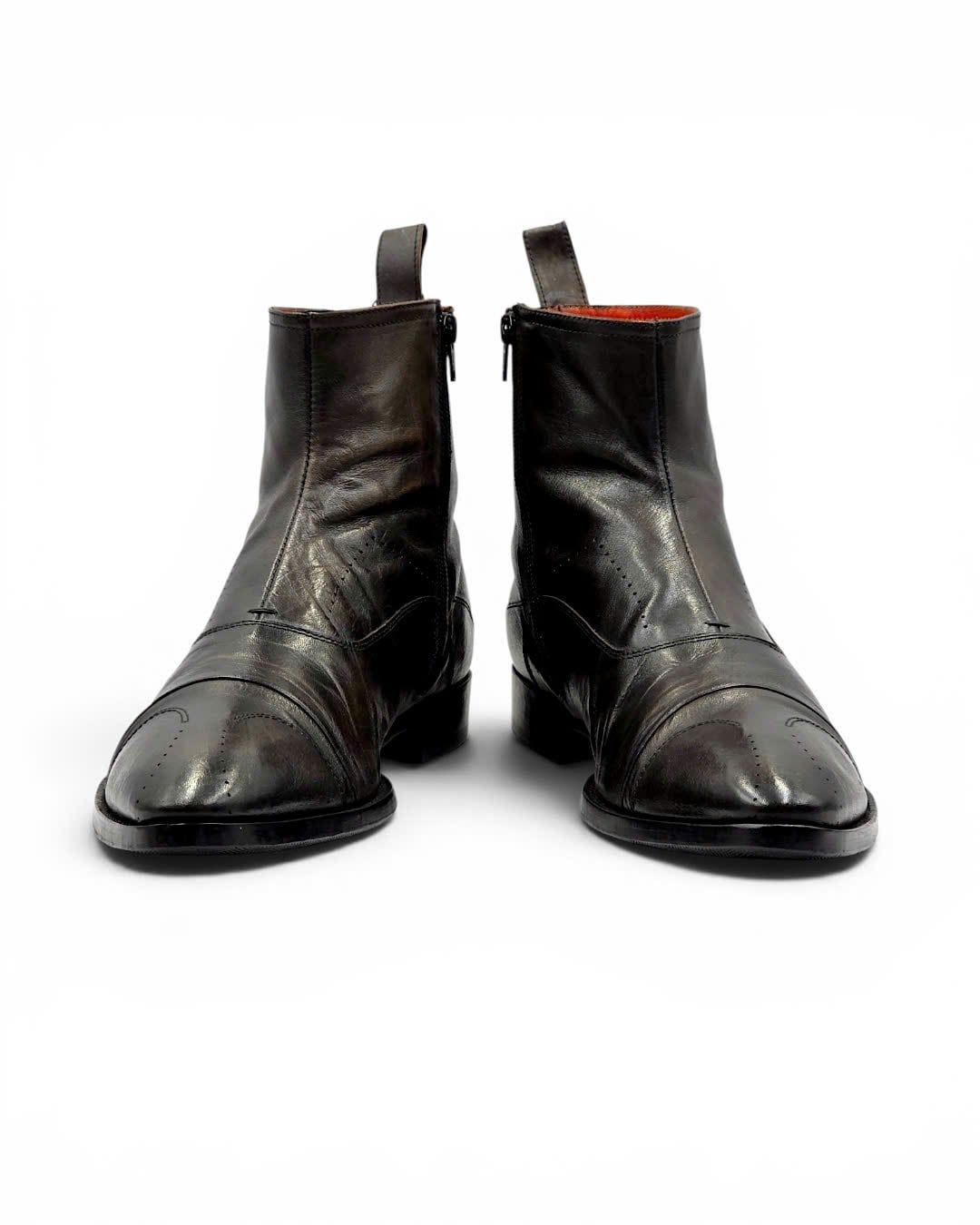  |SIZE 44| KOIL BY VISARUNO R6014 ITALIAN PATINA SIDE-ZIP ANKLE BOOT Z44-8488 