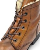  |SIZE 42| MOMA VINTAGE LIGHT BROWN FUR-LINED PLAIN-TOE LACE-UP BOOT Z42-8541 