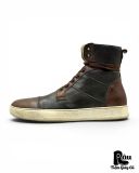  |SIZE 43| WOO YOUNGMI TWO-TONE HIGH-TOP VEGTAN LEATHER SNEAKER Z43-8481 
