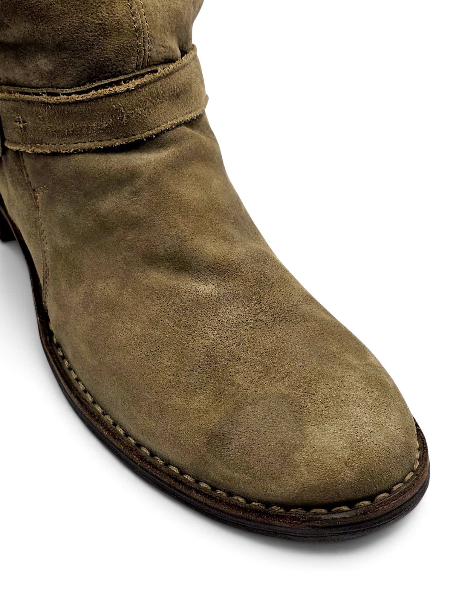  |SIZE 44.5| FIORENTINI + BAKER ETERNITY 713 TAUPE SUEDE TALL ANKLE BIKER BOOT Z44.5-8494 