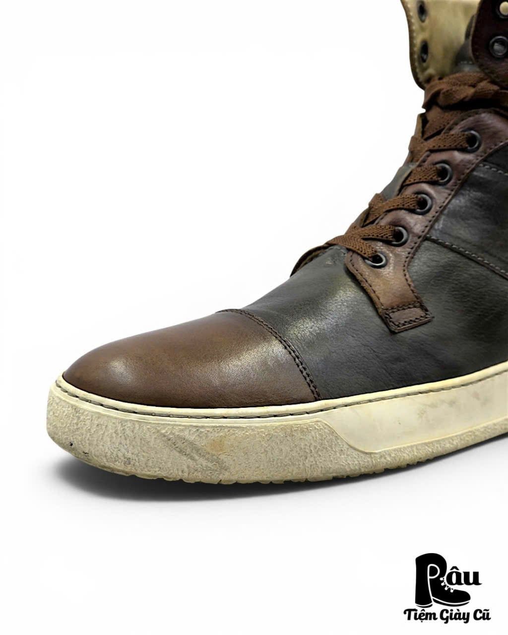  |SIZE 43| WOO YOUNGMI TWO-TONE HIGH-TOP VEGTAN LEATHER SNEAKER Z43-8481 