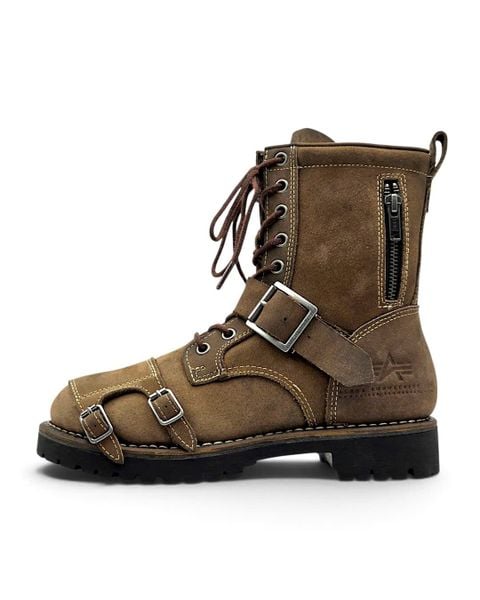  |SIZE 37| ALPHA INDUSTRIES AFB-20020 BUCKLES LACE-UP BIKER BOOT Z37-8577 