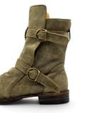 |SIZE 44.5| FIORENTINI + BAKER ETERNITY 713 TAUPE SUEDE TALL ANKLE BIKER BOOT Z44.5-8494 