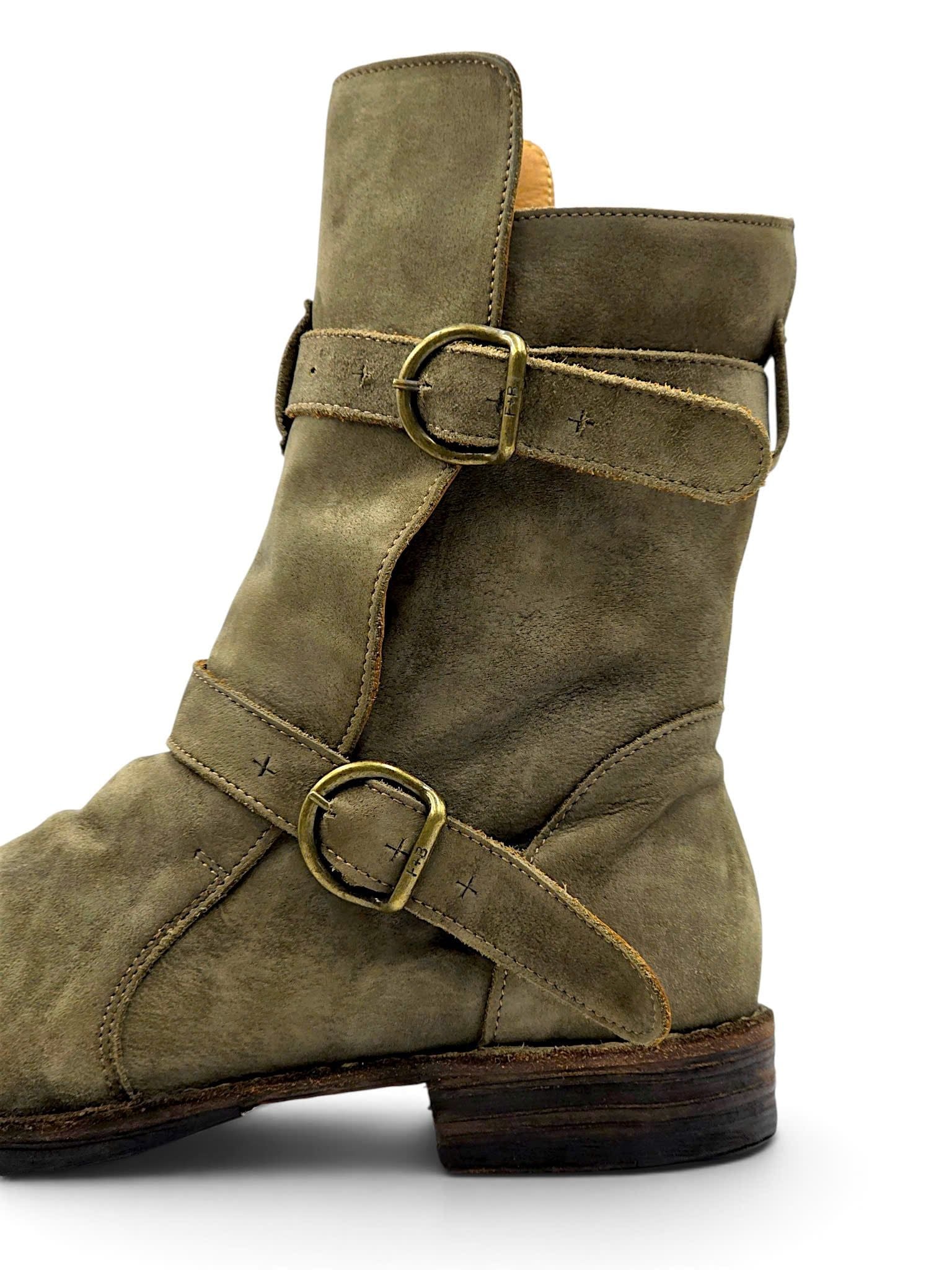  |SIZE 44.5| FIORENTINI + BAKER ETERNITY 713 TAUPE SUEDE TALL ANKLE BIKER BOOT Z44.5-8494 