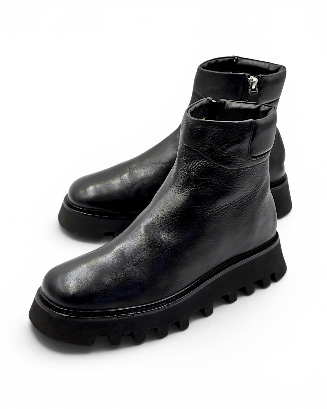  |SIZE 40| POMME D'OR BLACK SIDE-ZIP ANKLE BOOT Z40-8490 