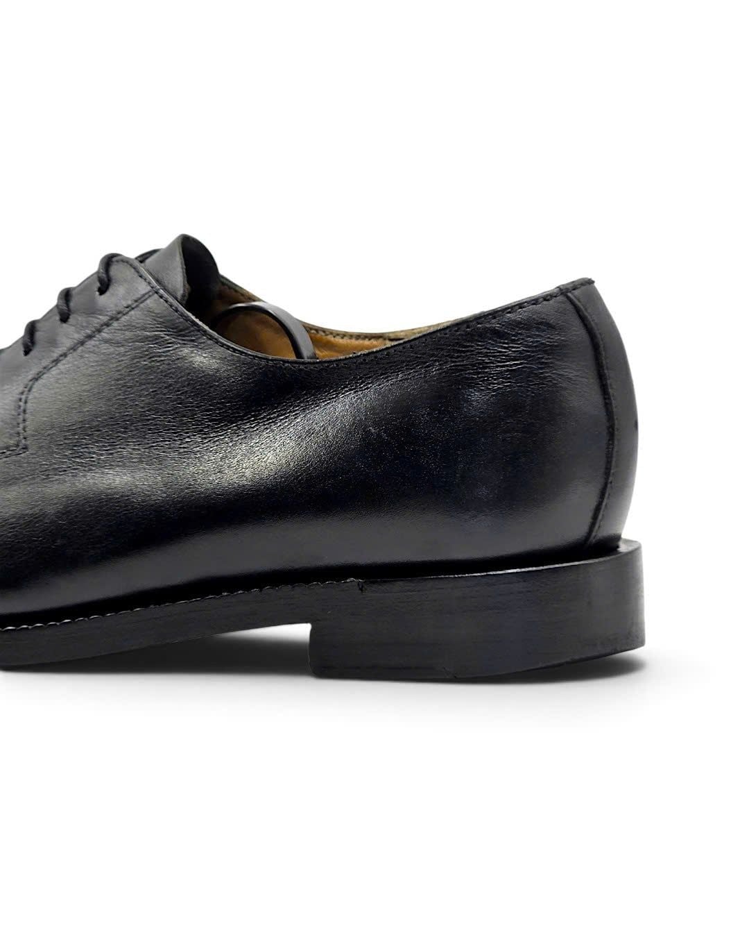  |SIZE 39| HANDMACHER BY KARL REICHL MODEL 28 BLACK APRON SLIT-TOE DERBY SHOES AY39-8571 