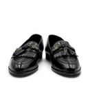  |SIZE 39| GIORGIO BRUTINI 824-6054 BLACK KILTIE APRON TASSEL LOAFER AY39-8596 