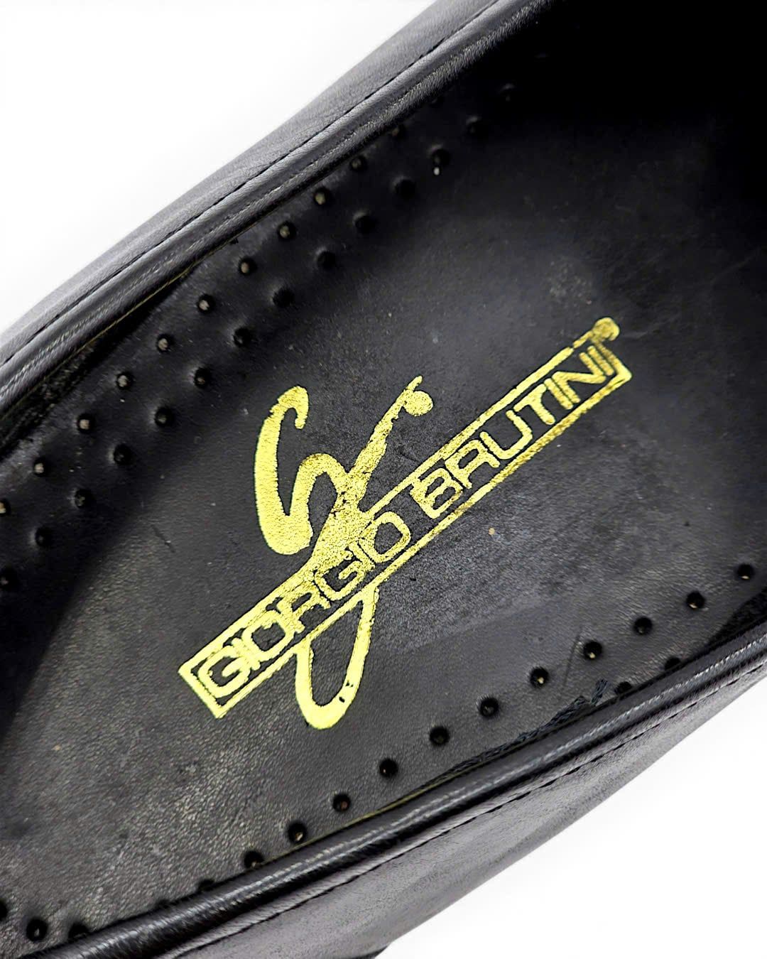 |SIZE 39| GIORGIO BRUTINI 824-6054 BLACK KILTIE APRON TASSEL LOAFER AY39-8596 