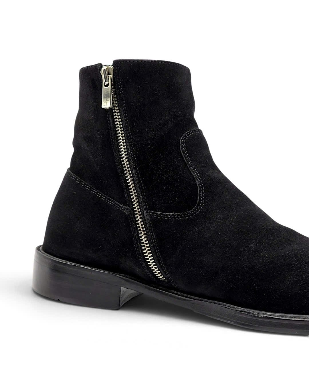  |SIZE 43| BEAUTY&YOUNG UNITED ARROW 819071 BLACK  SUEDE ZIP ANKLE BOOT Z43-8708 