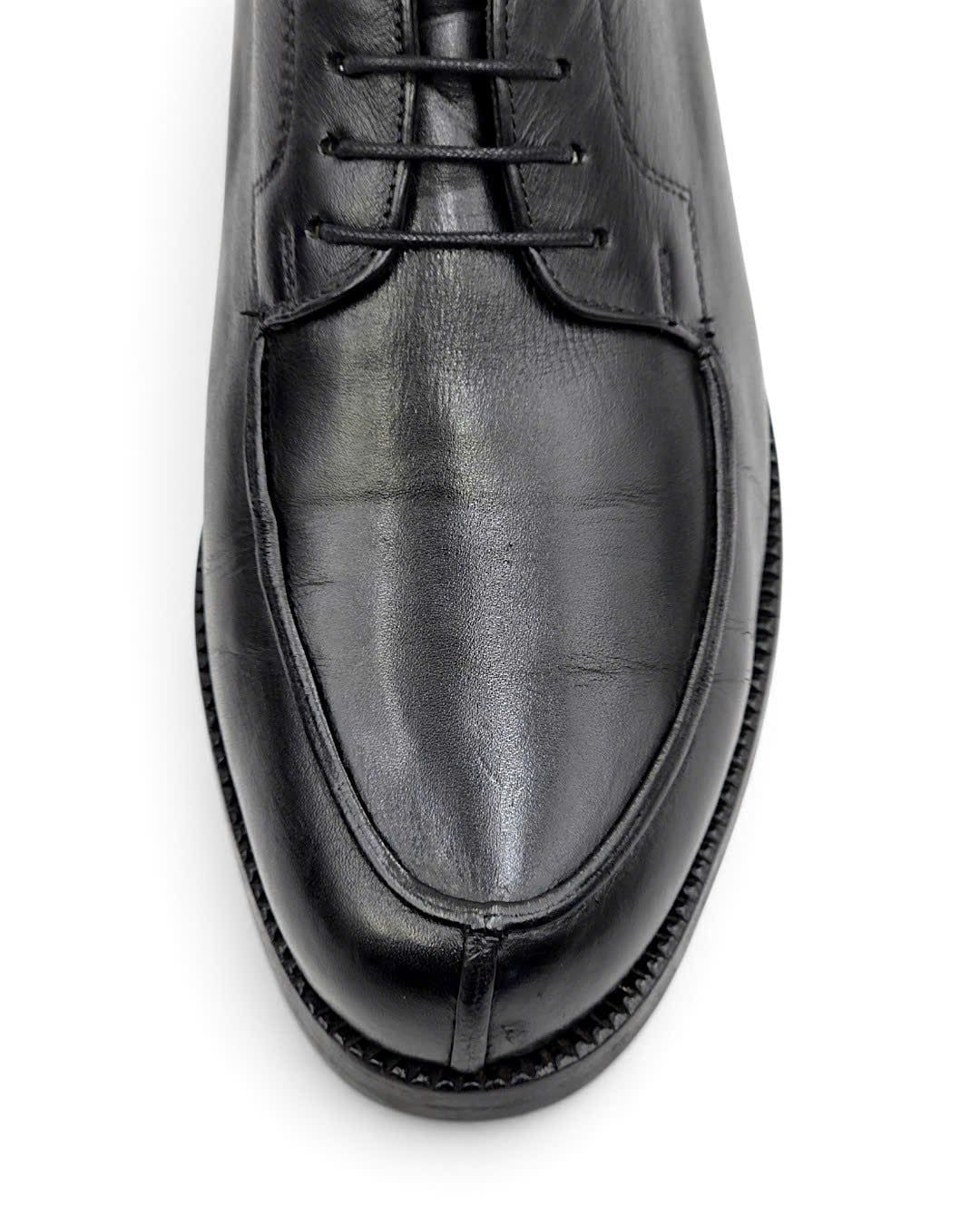  |SIZE 39| HANDMACHER BY KARL REICHL MODEL 28 BLACK APRON SLIT-TOE DERBY SHOES AY39-8571 