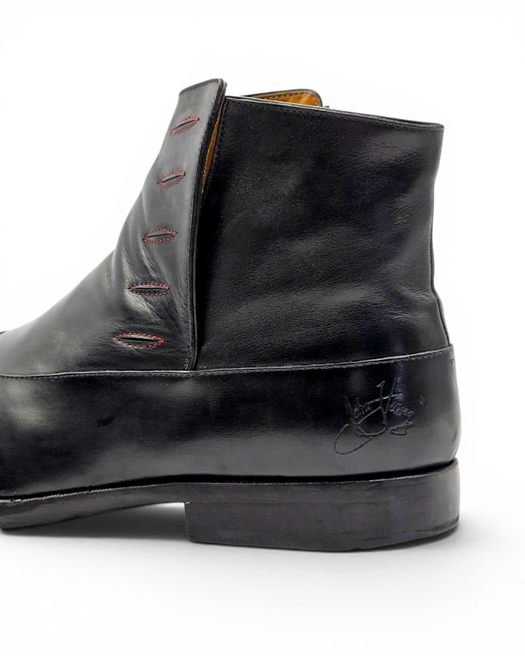  |SIZE 43| JOHN FLUEVOG TWIN TURBINE 1611 FIRST AVENUE BLACK CLASSY SPAT ZIPPER BOOT Z43-8491 