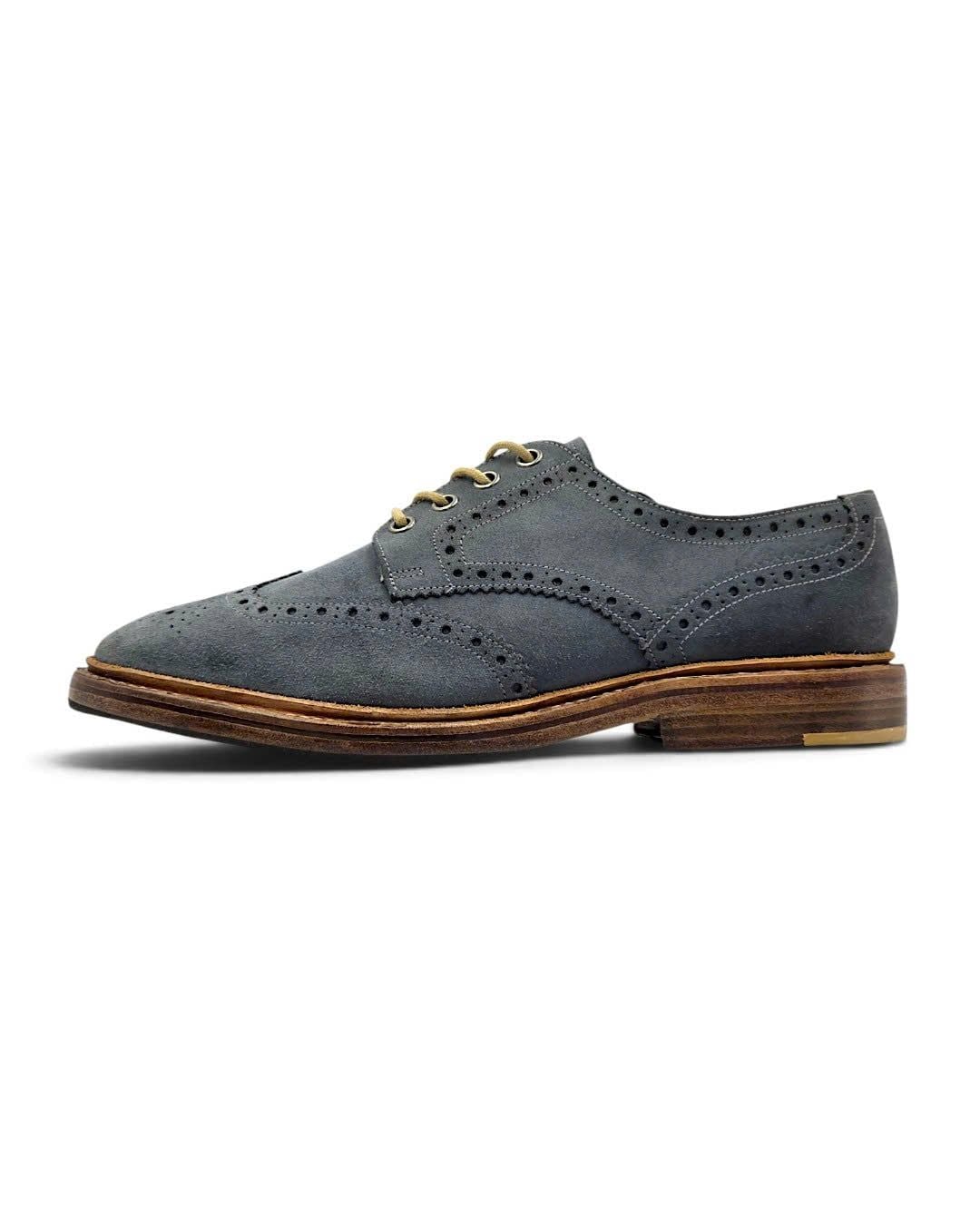  |SIZE 39| DESIGN LOAKE JACK BLUE SUEDE WINGTIP BROGUE DERBY SHOES AY39-8585 