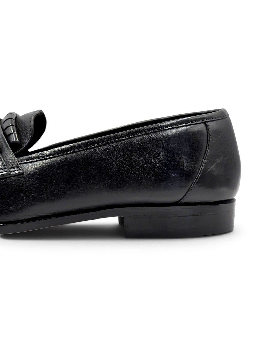  |SIZE 39| GIORGIO BRUTINI 824-6054 BLACK KILTIE APRON TASSEL LOAFER AY39-8596 