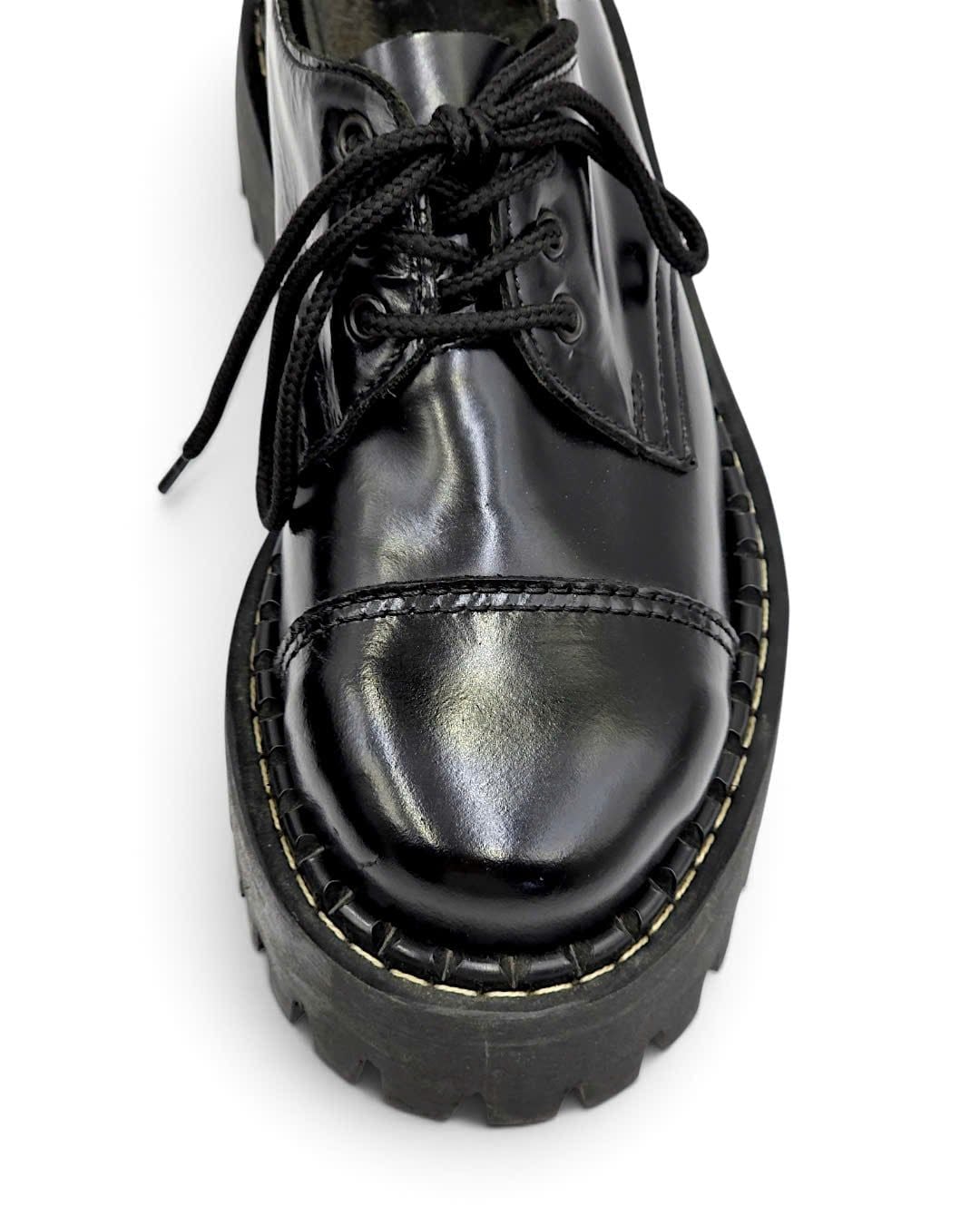  |SIZE 38.5| SHELLYS RANGERS A3031 3-EYE STEEL-TOE PLATFORM COMBAT SHOES Z38.5-8523 