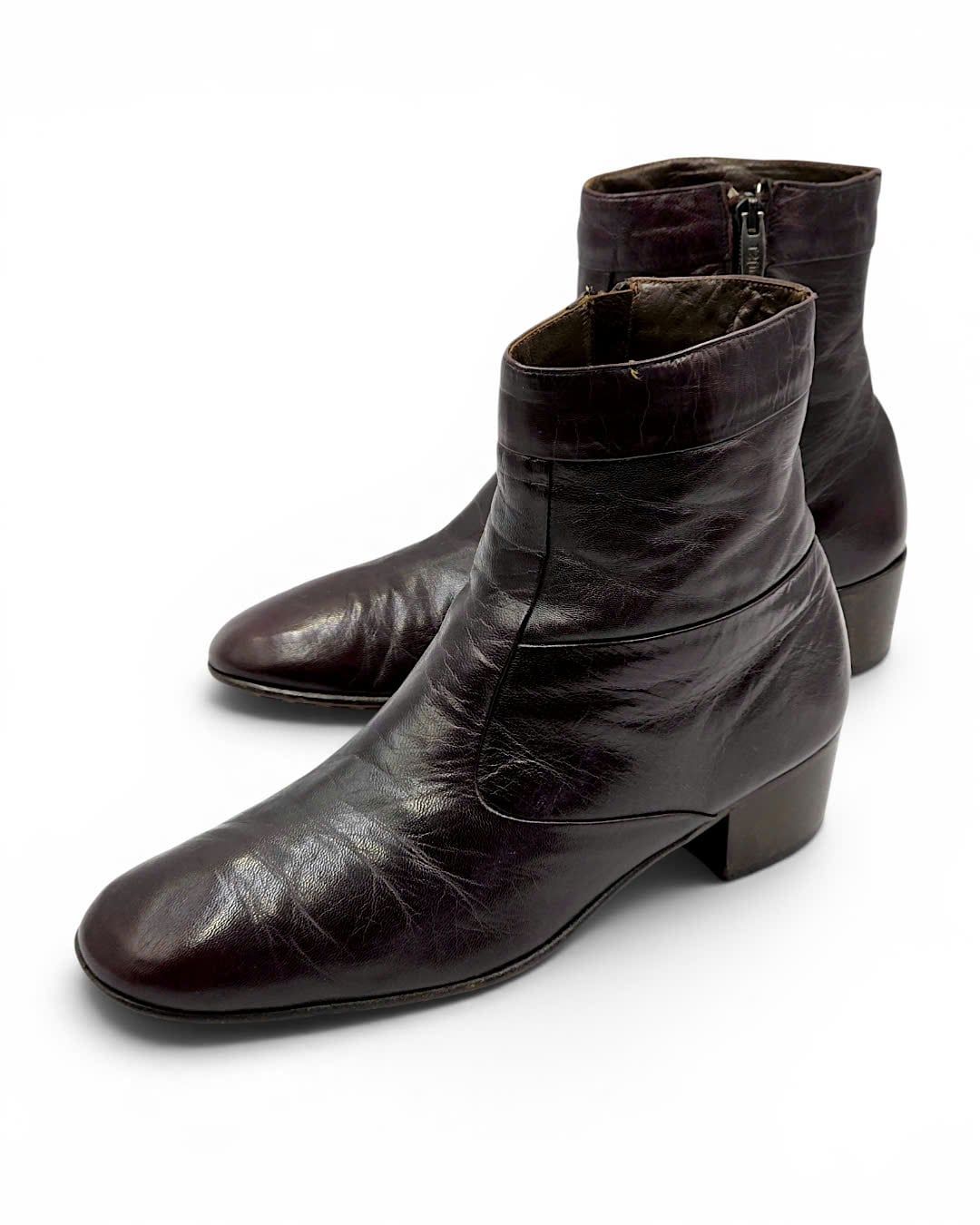  |SIZE 43| T2[in] BROWN SIDE-ZIP ANKLE BOOT AX43-8492 