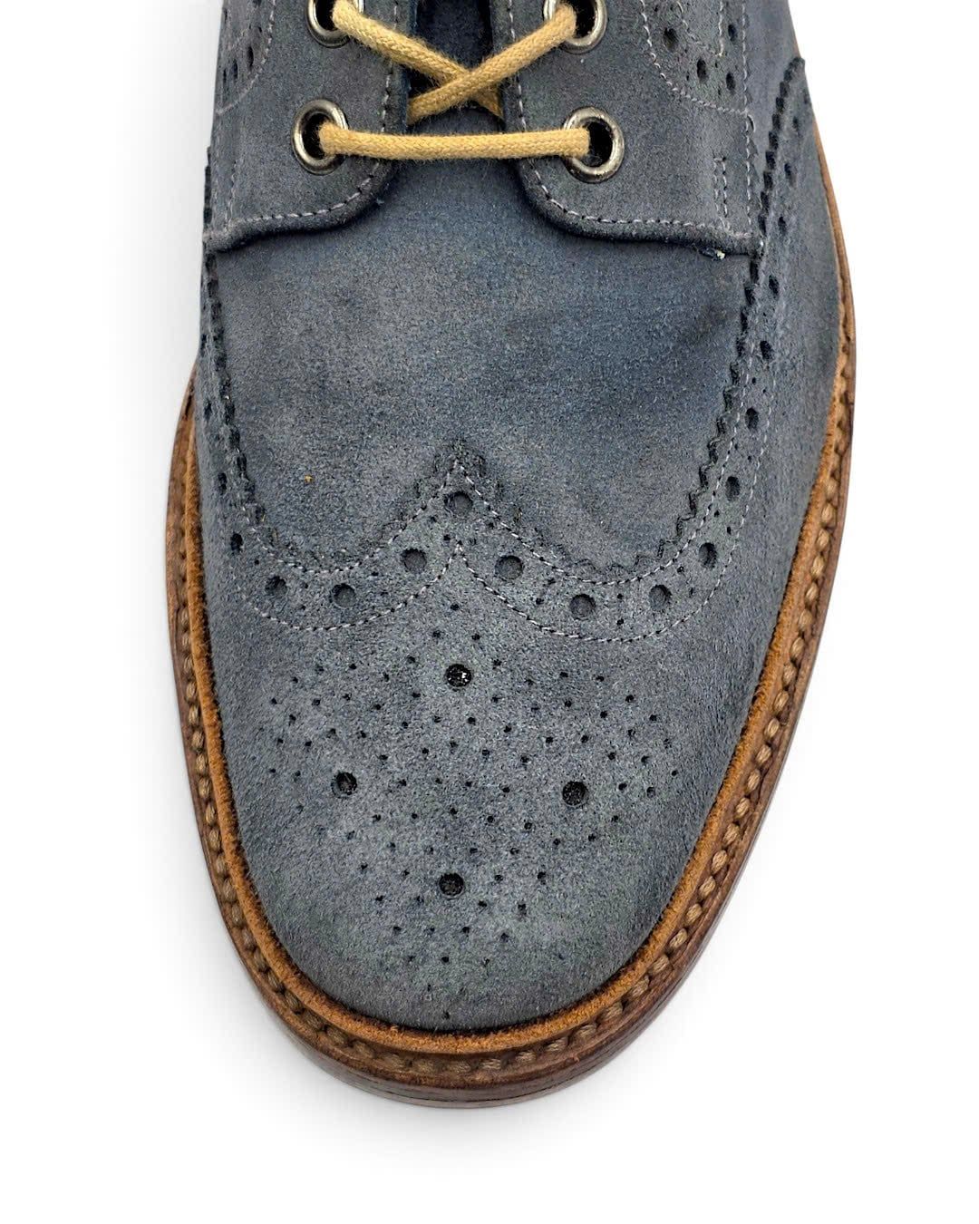  |SIZE 39| DESIGN LOAKE JACK BLUE SUEDE WINGTIP BROGUE DERBY SHOES AY39-8585 