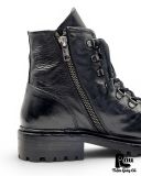  |SIZE 38| DUCANERO BLACK VEGTAN SIDE-ZIP LACE-UP BOOT Z38-8483 