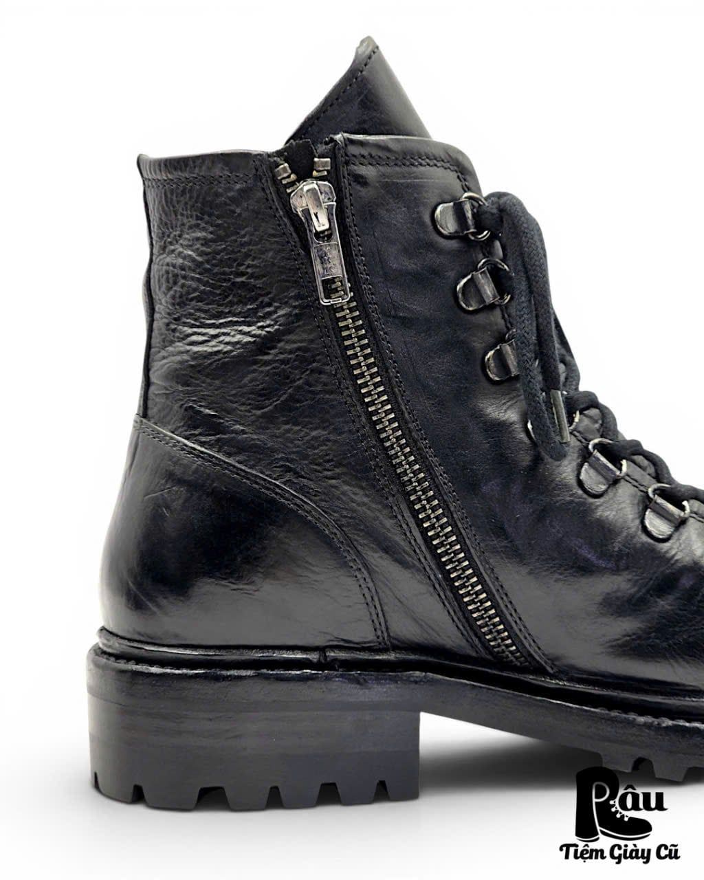  |SIZE 38| DUCANERO BLACK VEGTAN SIDE-ZIP LACE-UP BOOT Z38-8483 