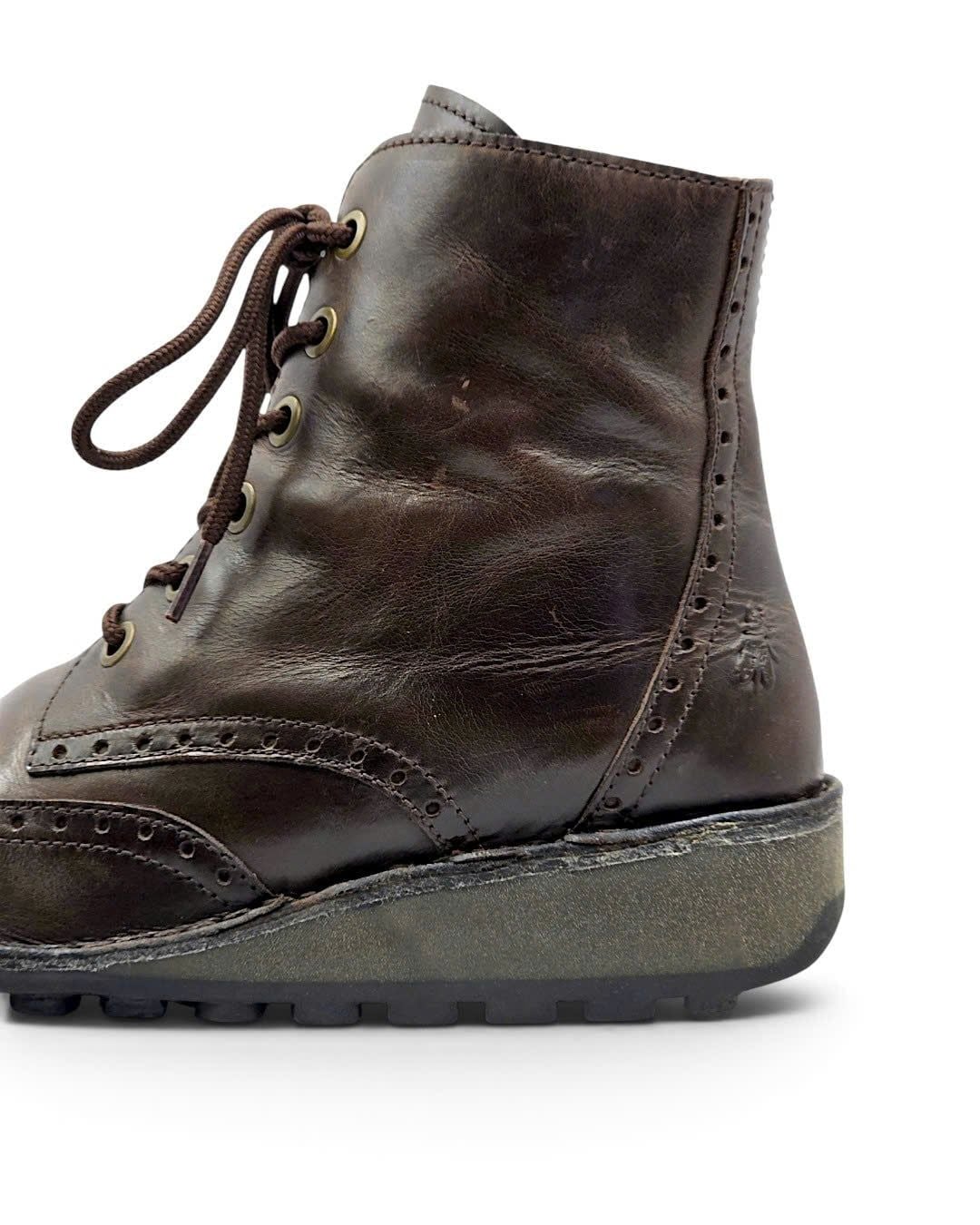  |SIZE 40| FLY LONDON MARL WINGTIP BROGUE SIDE-ZIP LACE-UP BOOT Z40-8580 