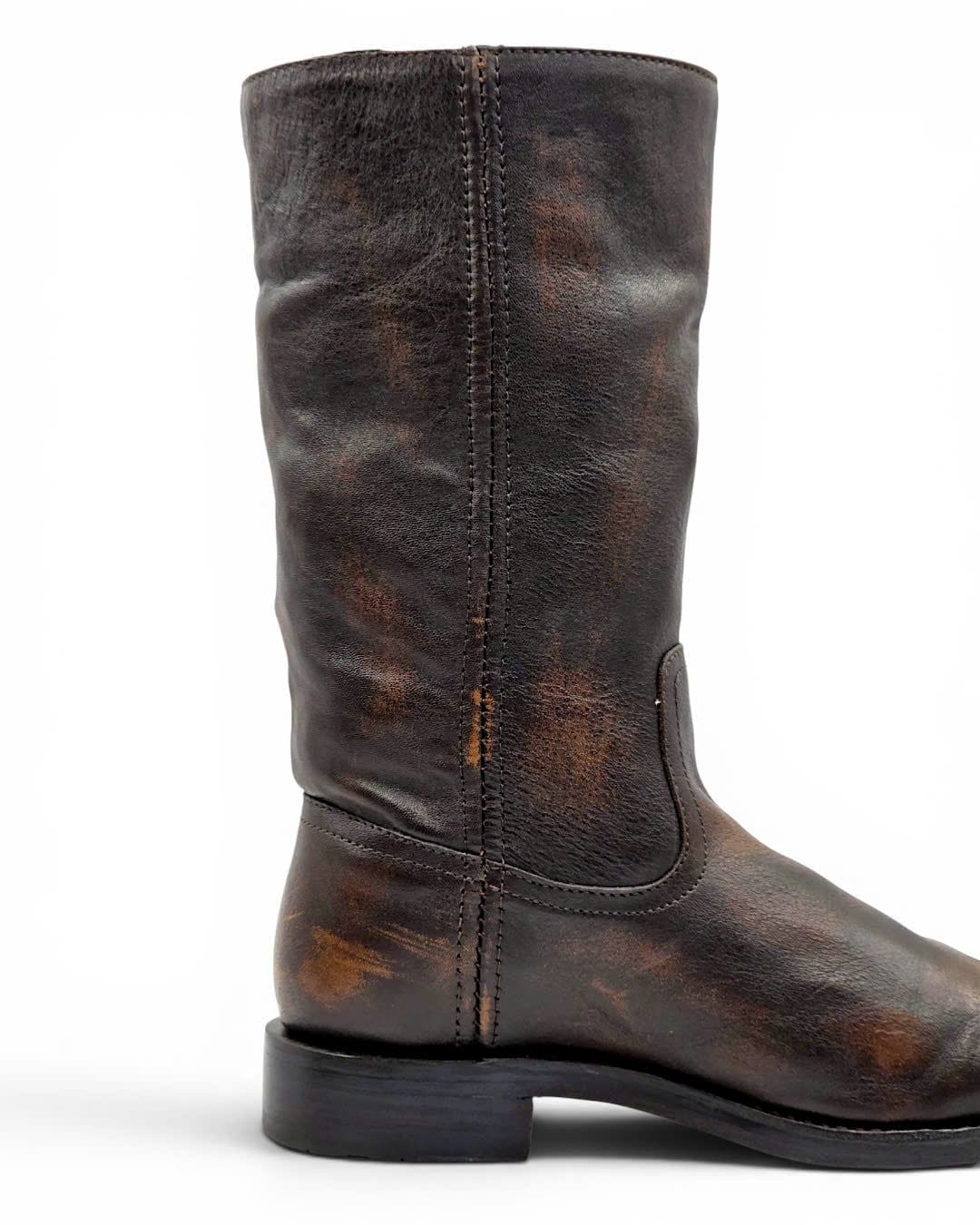 |SIZE 37| FRYE 77283 HEATH OUTSIDE ZIP MAPLE  PULL-ON BOOT Z37-8496 