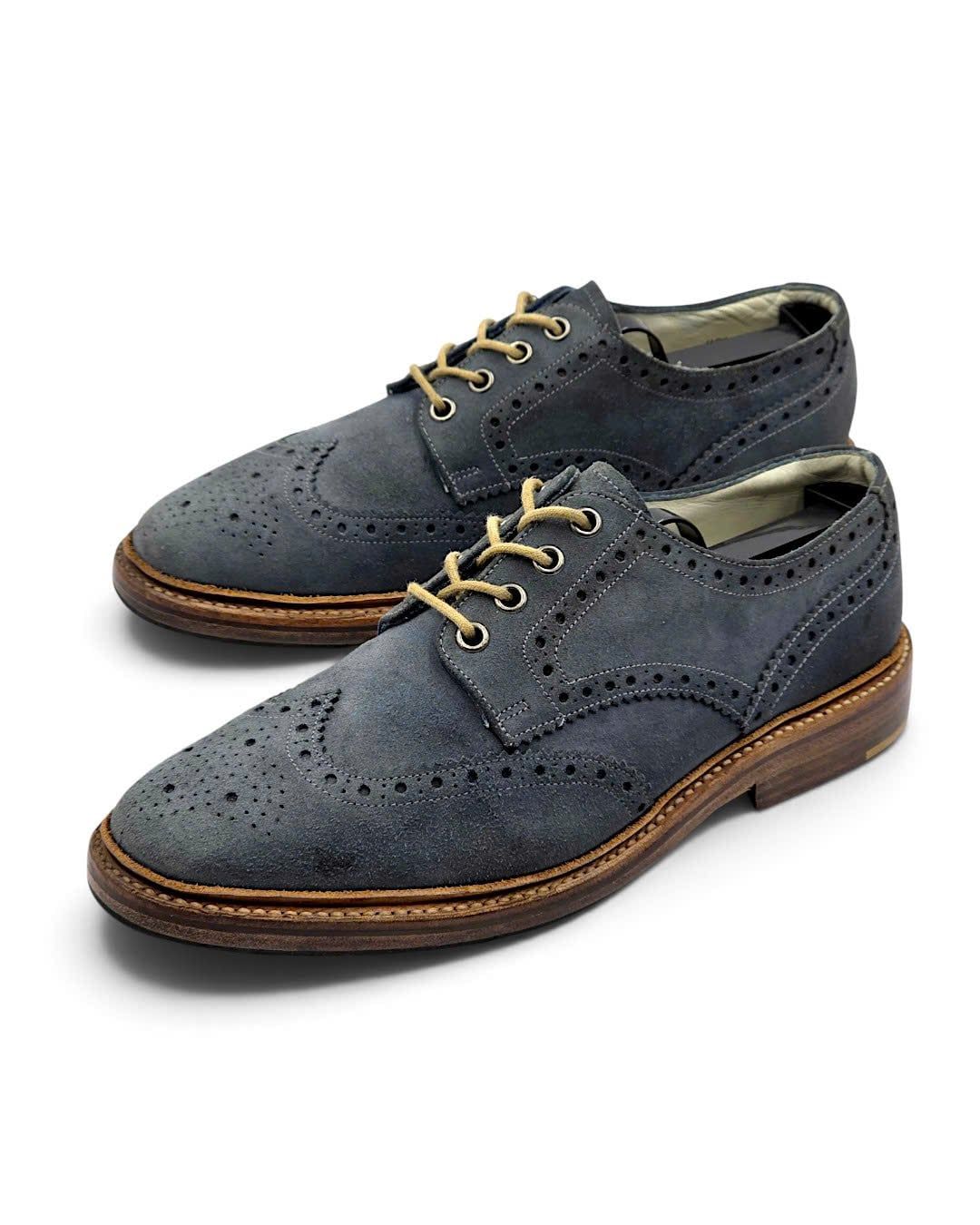  |SIZE 39| DESIGN LOAKE JACK BLUE SUEDE WINGTIP BROGUE DERBY SHOES AY39-8585 