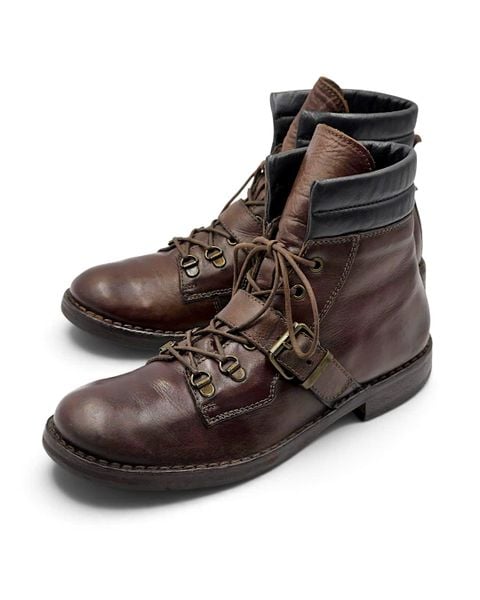  |SIZE 40| MOMA BROWN  BUCKLE ANKLE LACE-UP BOOT Z40-8540 