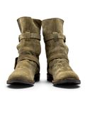  |SIZE 44.5| FIORENTINI + BAKER ETERNITY 713 TAUPE SUEDE TALL ANKLE BIKER BOOT Z44.5-8494 