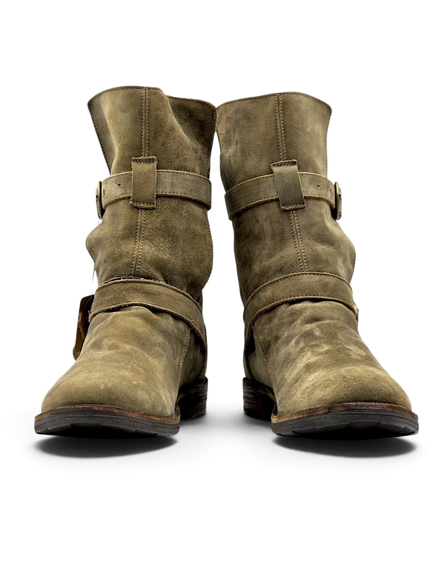  |SIZE 44.5| FIORENTINI + BAKER ETERNITY 713 TAUPE SUEDE TALL ANKLE BIKER BOOT Z44.5-8494 