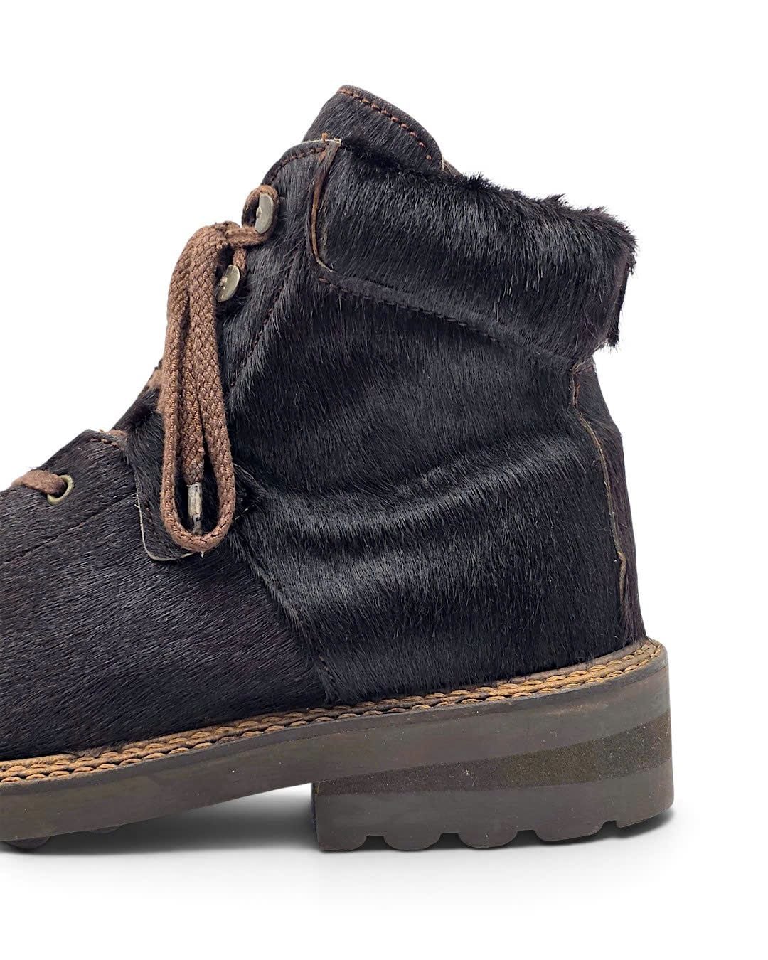  |SIZE 38| FEELING BROWN HAIR-ON COWHIDE LACE-UP BOOT Z38-8526 