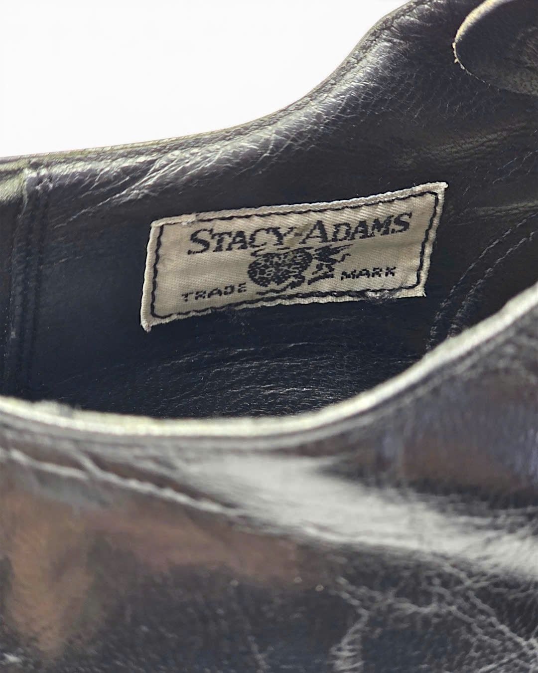  |SIZE 42| STACY ADAM VINTAGE BLACK CAP-TOE DERBY SHOES AX42-8568 