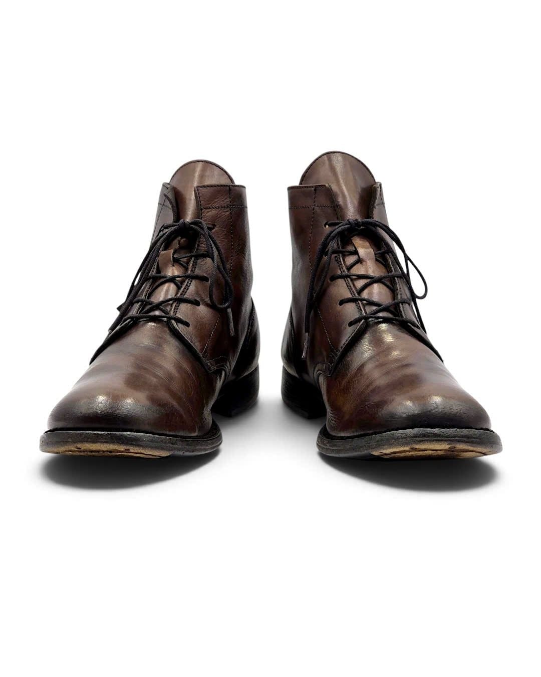  |SIZE 43| MOMA VINTAGE BROWN PLAIN-TOE LACE-UP BOOT Z43-8539 