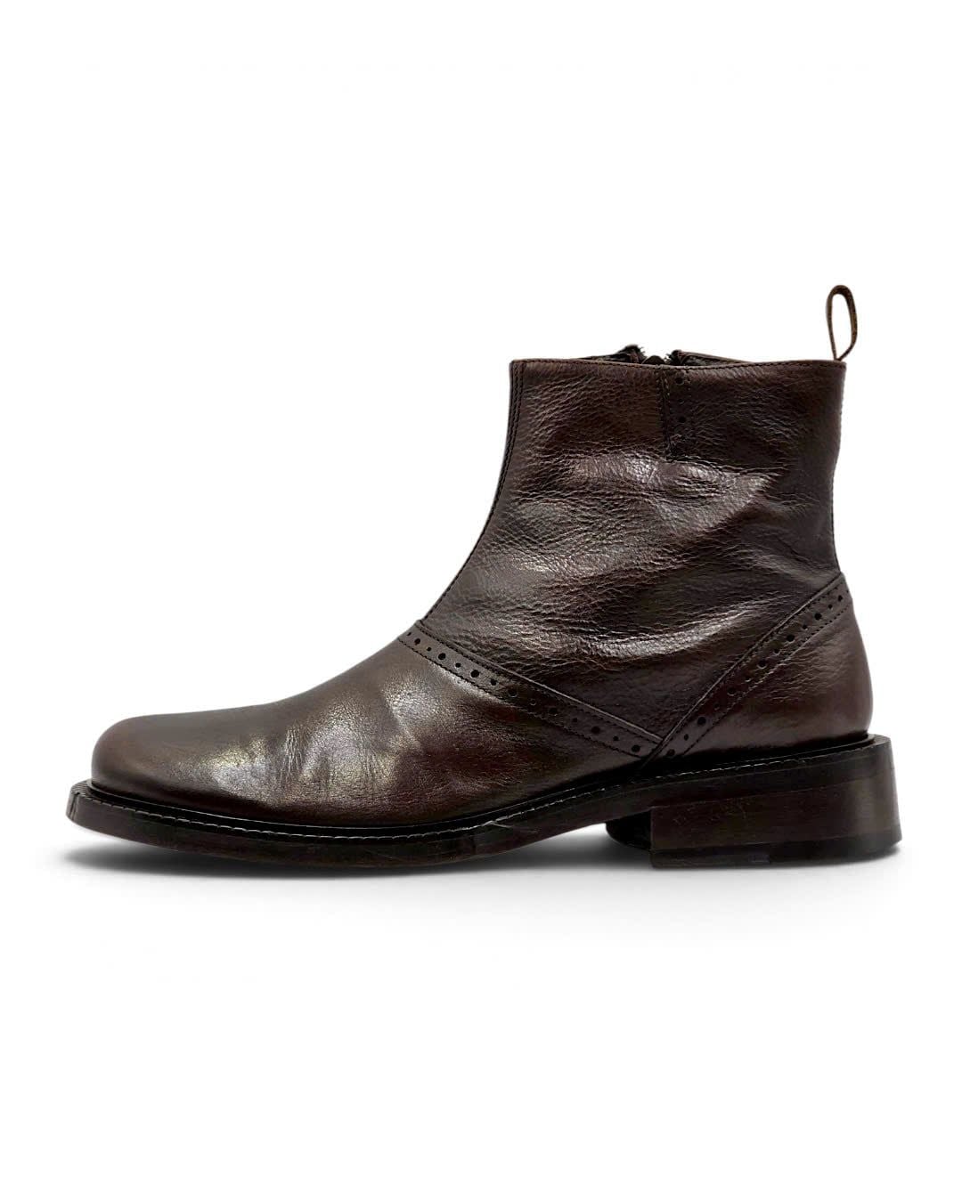  |SIZE 39| KENZO VINTAGE RUSTIC BROWN SIDE-ZIP ANKLE BOOT Z39-8703 
