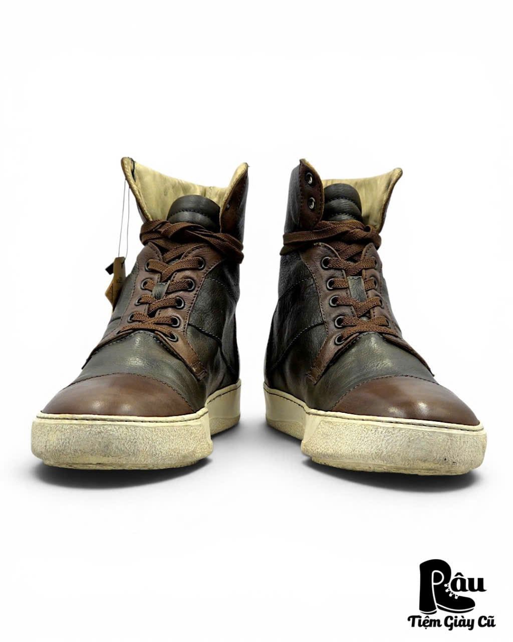  |SIZE 43| WOO YOUNGMI TWO-TONE HIGH-TOP VEGTAN LEATHER SNEAKER Z43-8481 