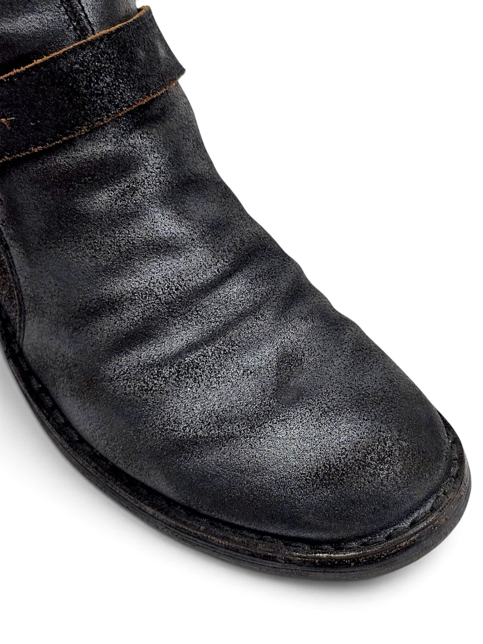  |SIZE 39| FIORENTINI + BAKER ETERNITY 713 BLACK WAXED SUEDE TALL ANKLE BIKER BOOT Z39-8374 
