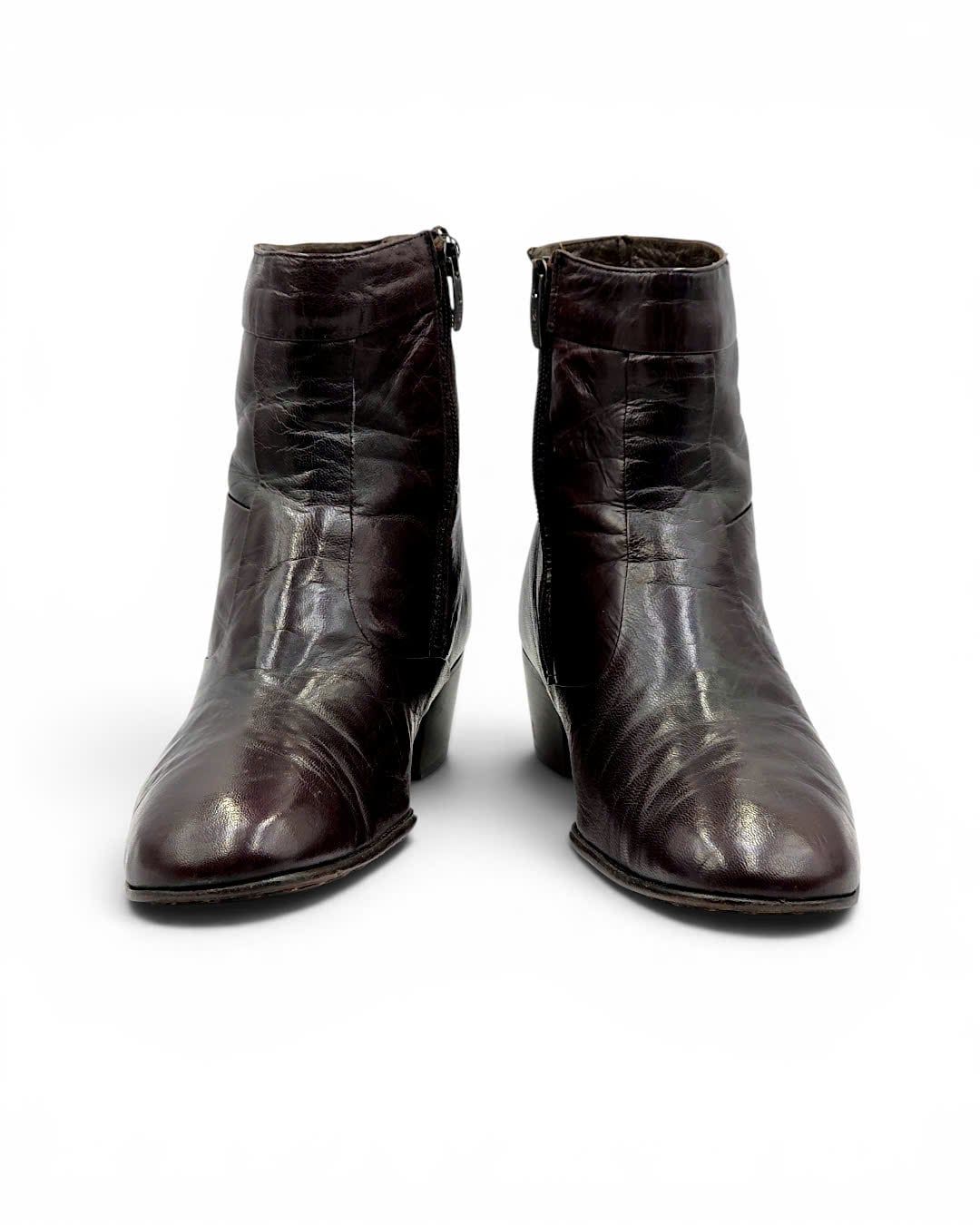  |SIZE 43| T2[in] BROWN SIDE-ZIP ANKLE BOOT AX43-8492 