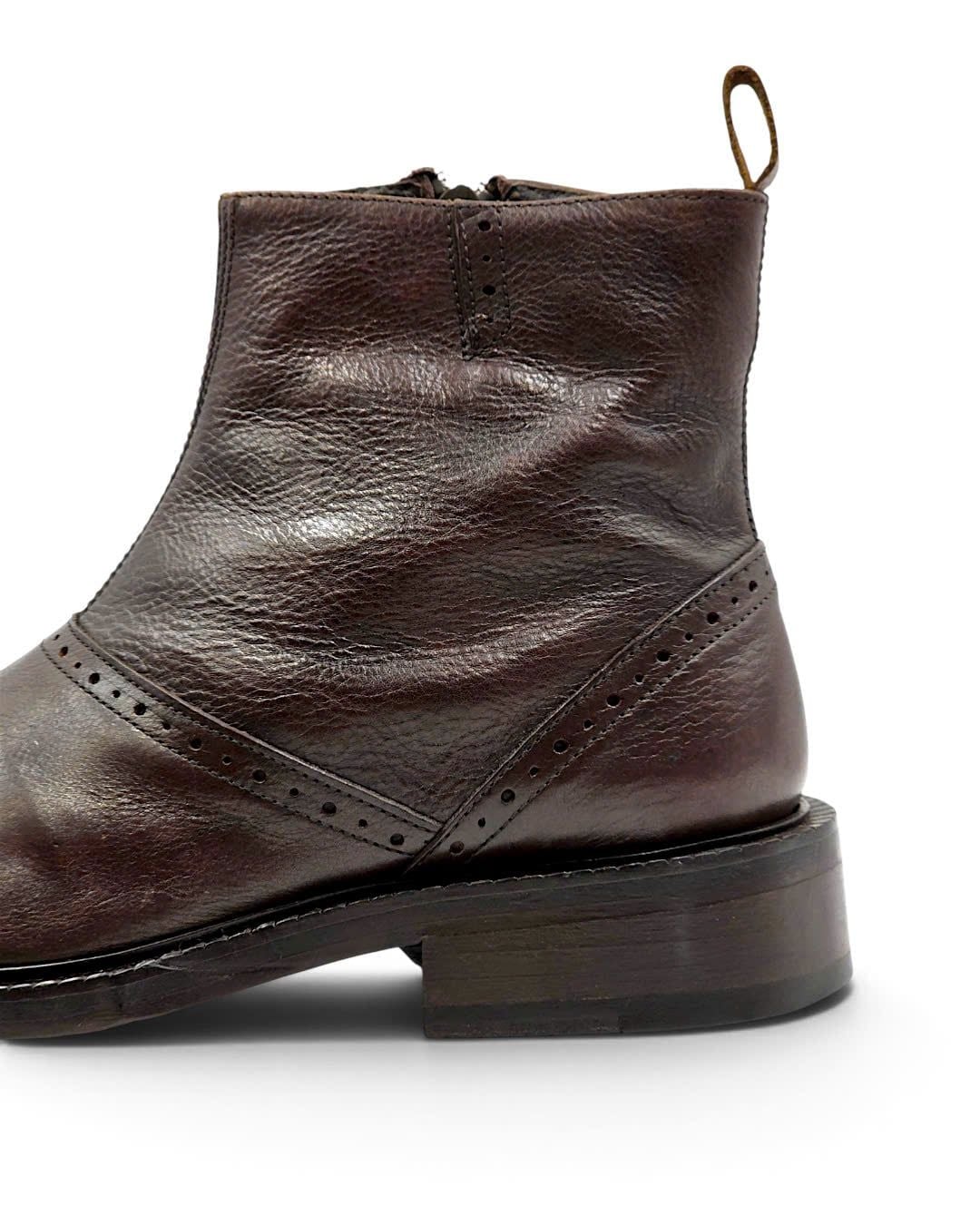  |SIZE 39| KENZO VINTAGE RUSTIC BROWN SIDE-ZIP ANKLE BOOT Z39-8703 