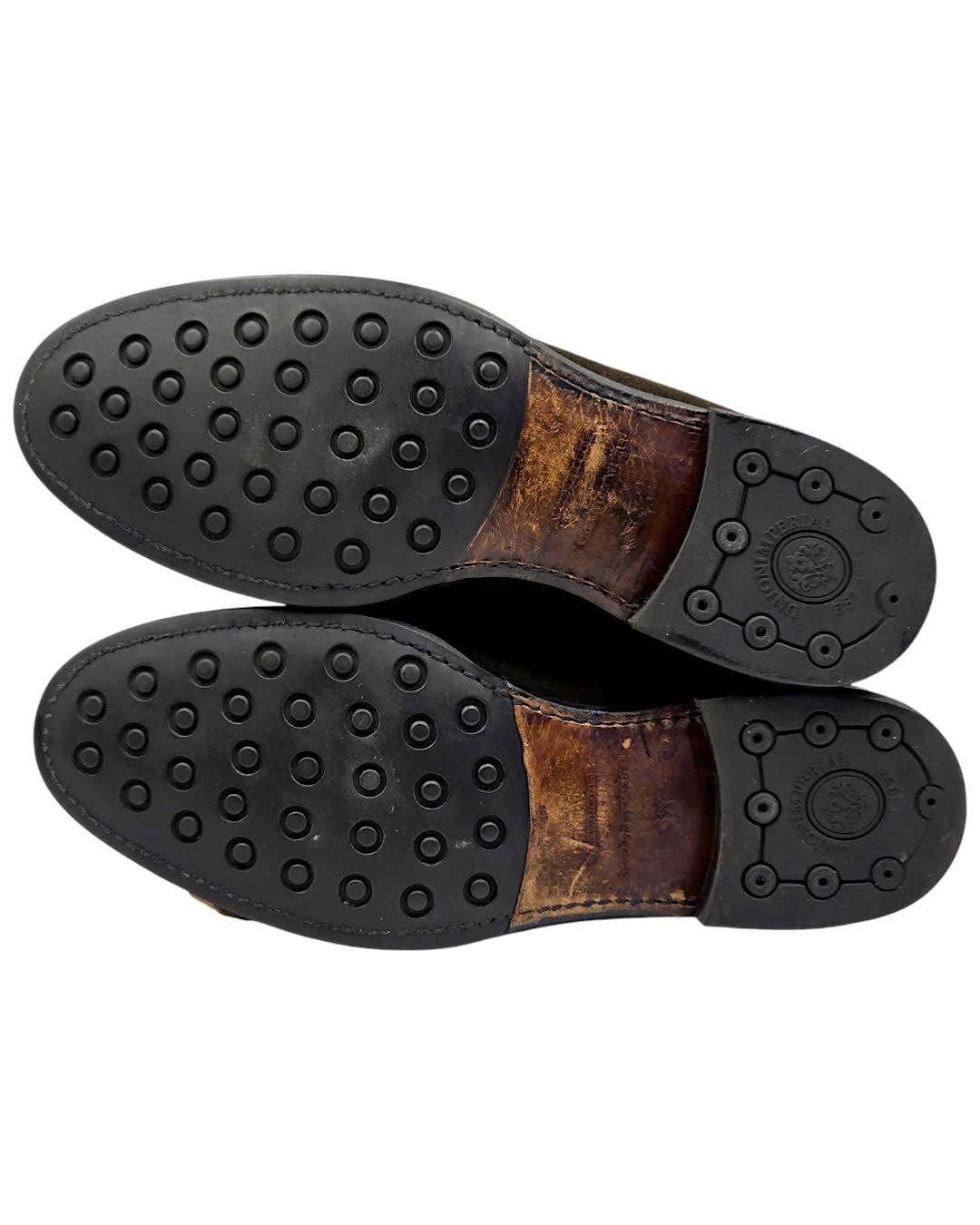  |SIZE 38.5| UNION IMPERIAL UNIVERSAL LANGUAGE DARK BROWN SUEDE APRON TASSEL LOAFER AY38.5-8597 