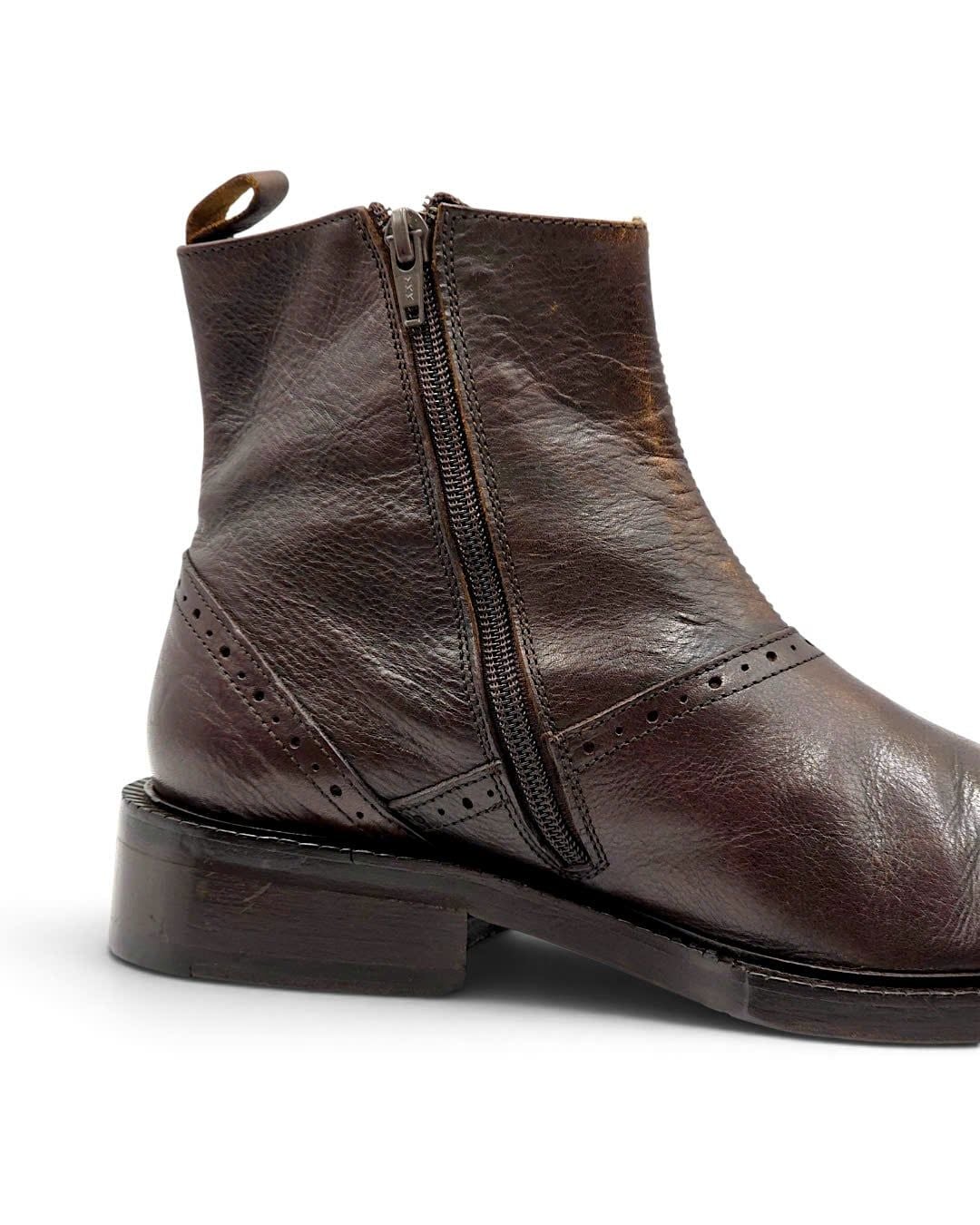  |SIZE 39| KENZO VINTAGE RUSTIC BROWN SIDE-ZIP ANKLE BOOT Z39-8703 