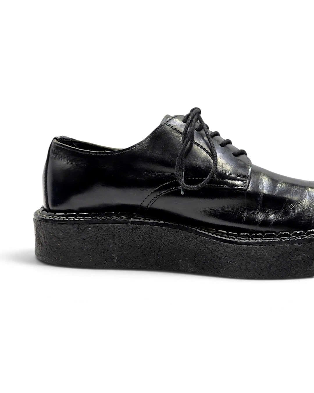  |SIZE 37| COMME DES GARCON HOMME PLUS BLACK MINIMAL PLATFORM CREPER DERBY SHOES Z37-8613 