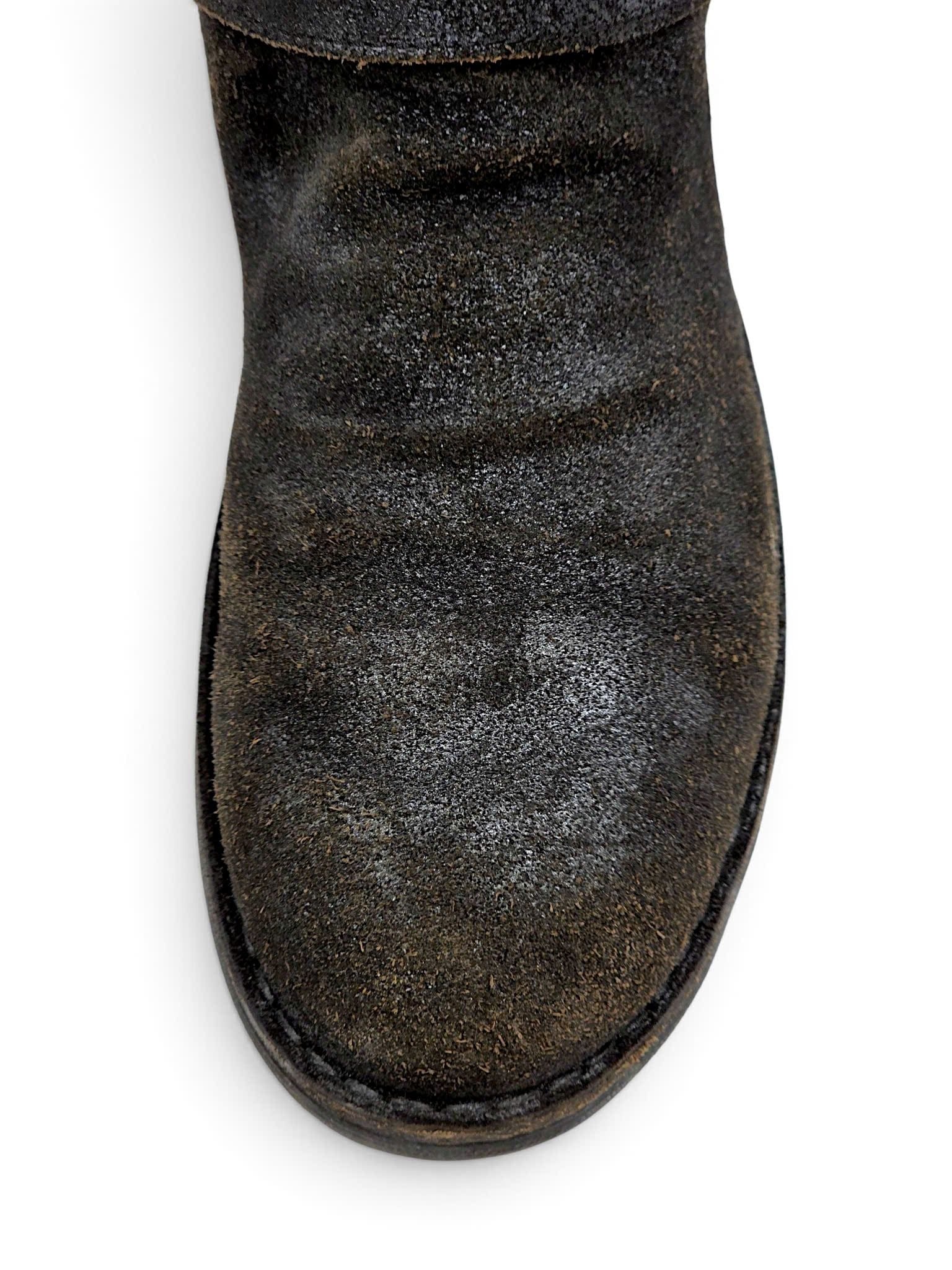  |SIZE 39| FIORENTINI + BAKER ETERNITY 713 BLACK WAXED SUEDE TALL ANKLE BIKER BOOT Z39-8374 