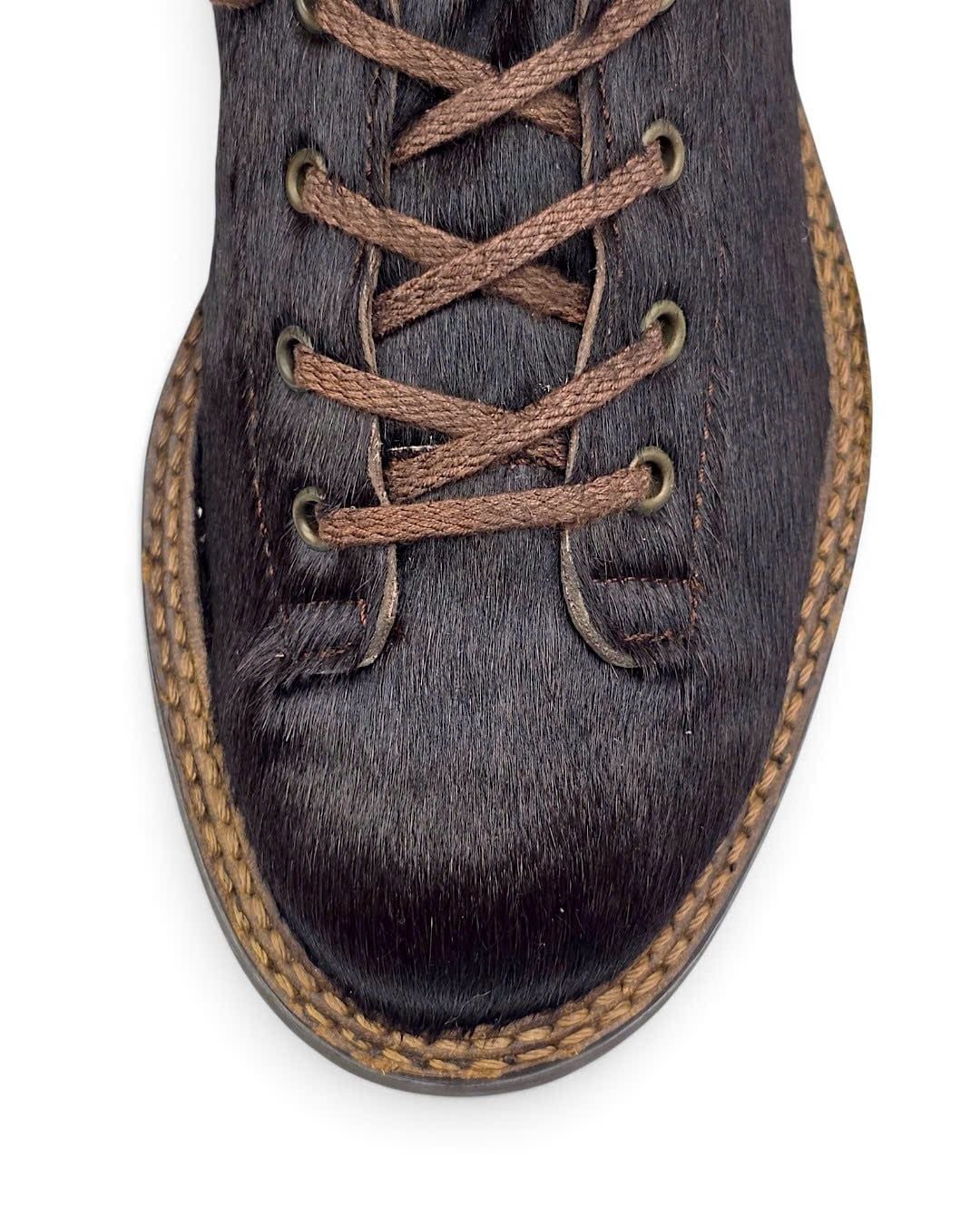  |SIZE 38| FEELING BROWN HAIR-ON COWHIDE LACE-UP BOOT Z38-8526 