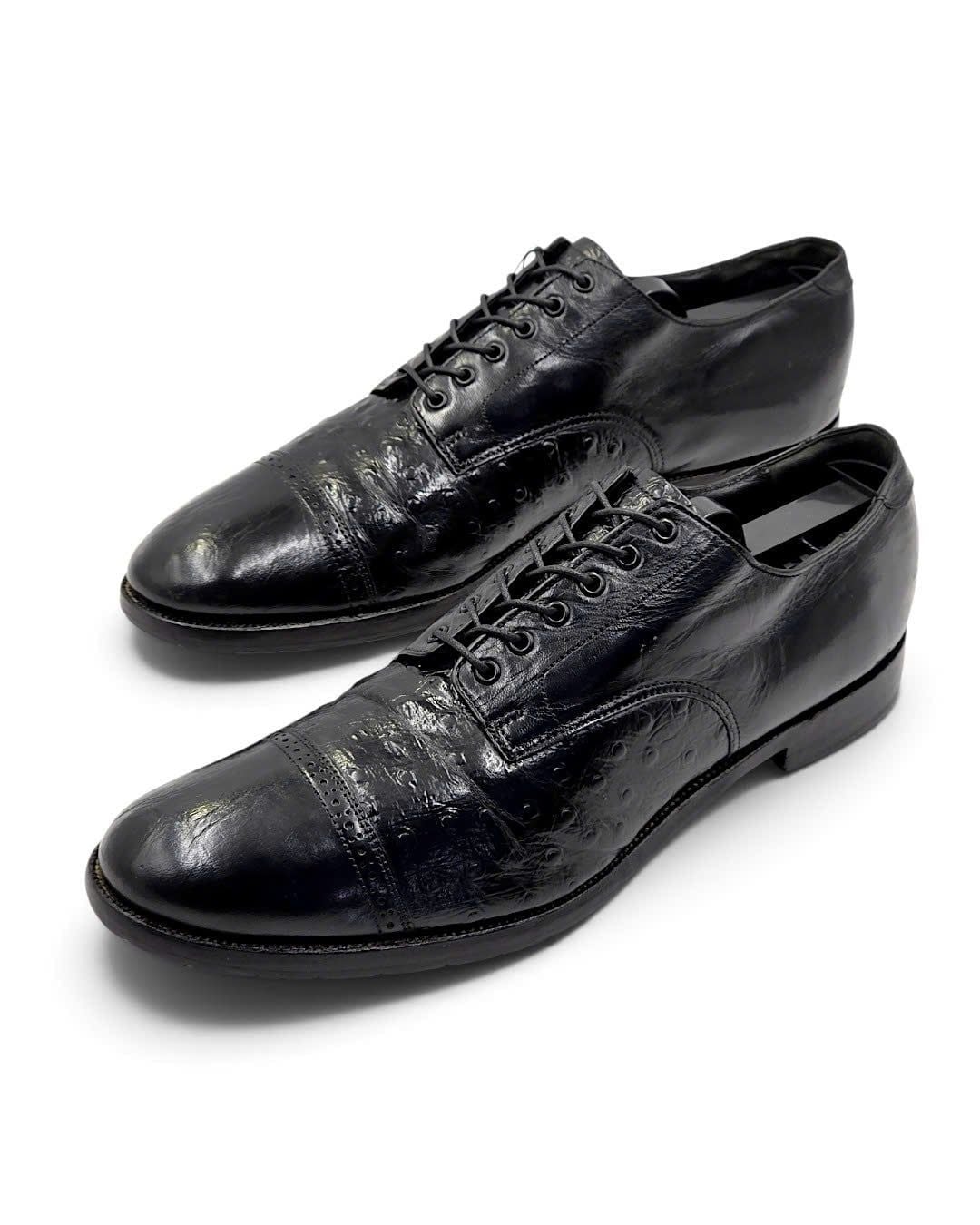  |SIZE 42| STACY ADAM VINTAGE BLACK CAP-TOE DERBY SHOES AX42-8568 