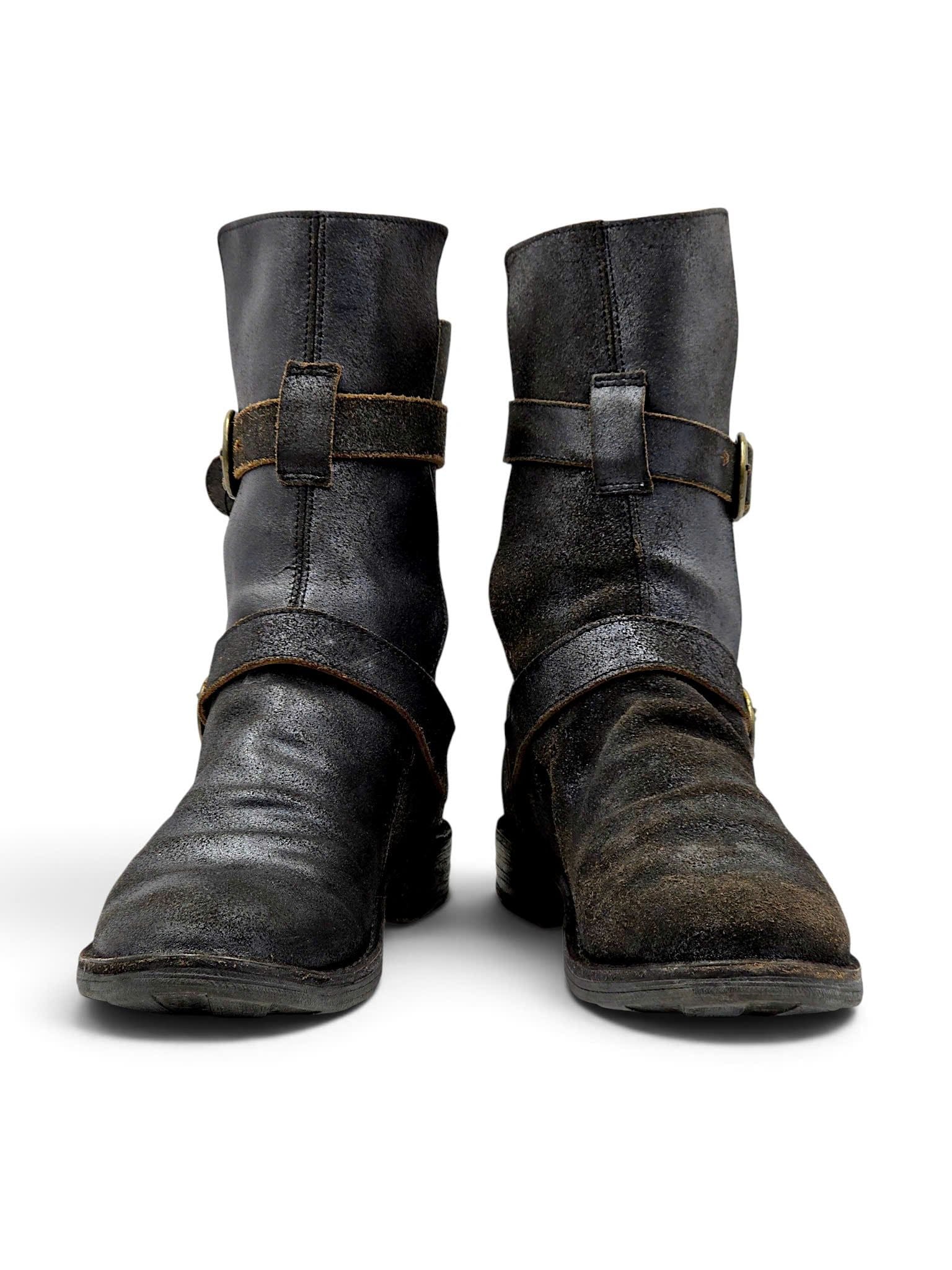  |SIZE 39| FIORENTINI + BAKER ETERNITY 713 BLACK WAXED SUEDE TALL ANKLE BIKER BOOT Z39-8374 