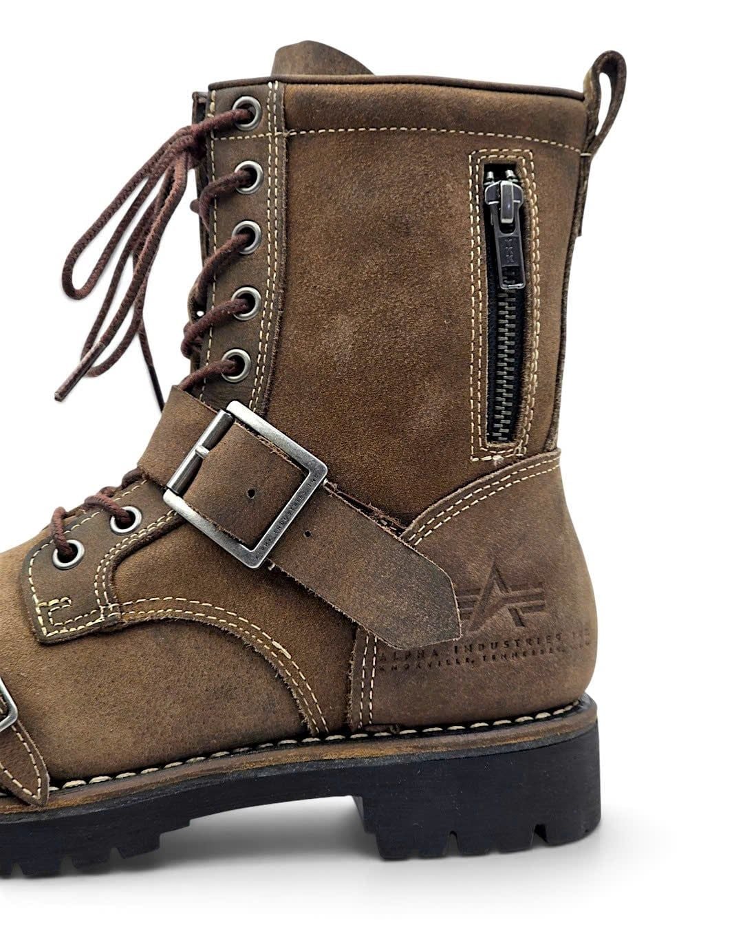  |SIZE 37| ALPHA INDUSTRIES AFB-20020 BUCKLES LACE-UP BIKER BOOT Z37-8577 