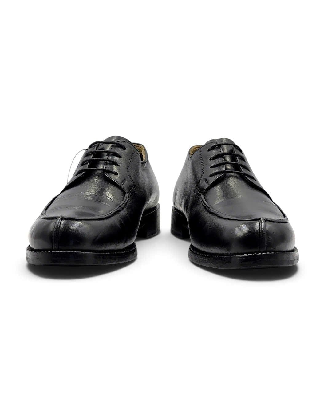  |SIZE 39| HANDMACHER BY KARL REICHL MODEL 28 BLACK APRON SLIT-TOE DERBY SHOES AY39-8571 