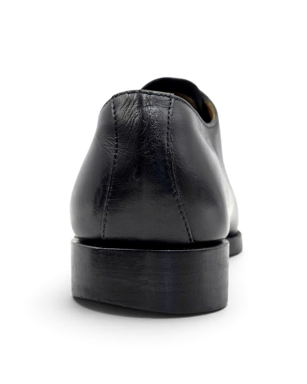  |SIZE 39| HANDMACHER BY KARL REICHL MODEL 28 BLACK APRON SLIT-TOE DERBY SHOES AY39-8571 